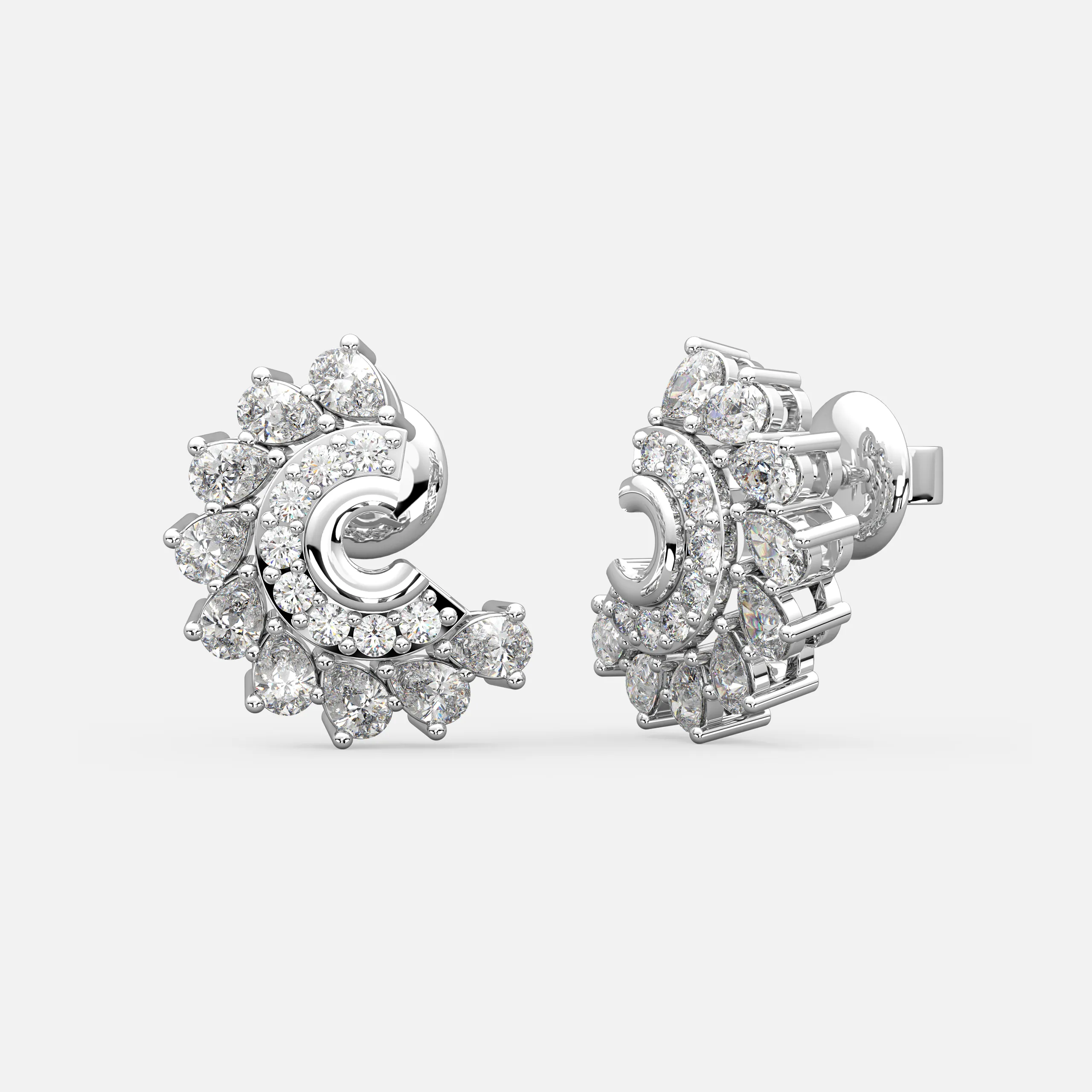 Crescent Diamond Cluster Earrings