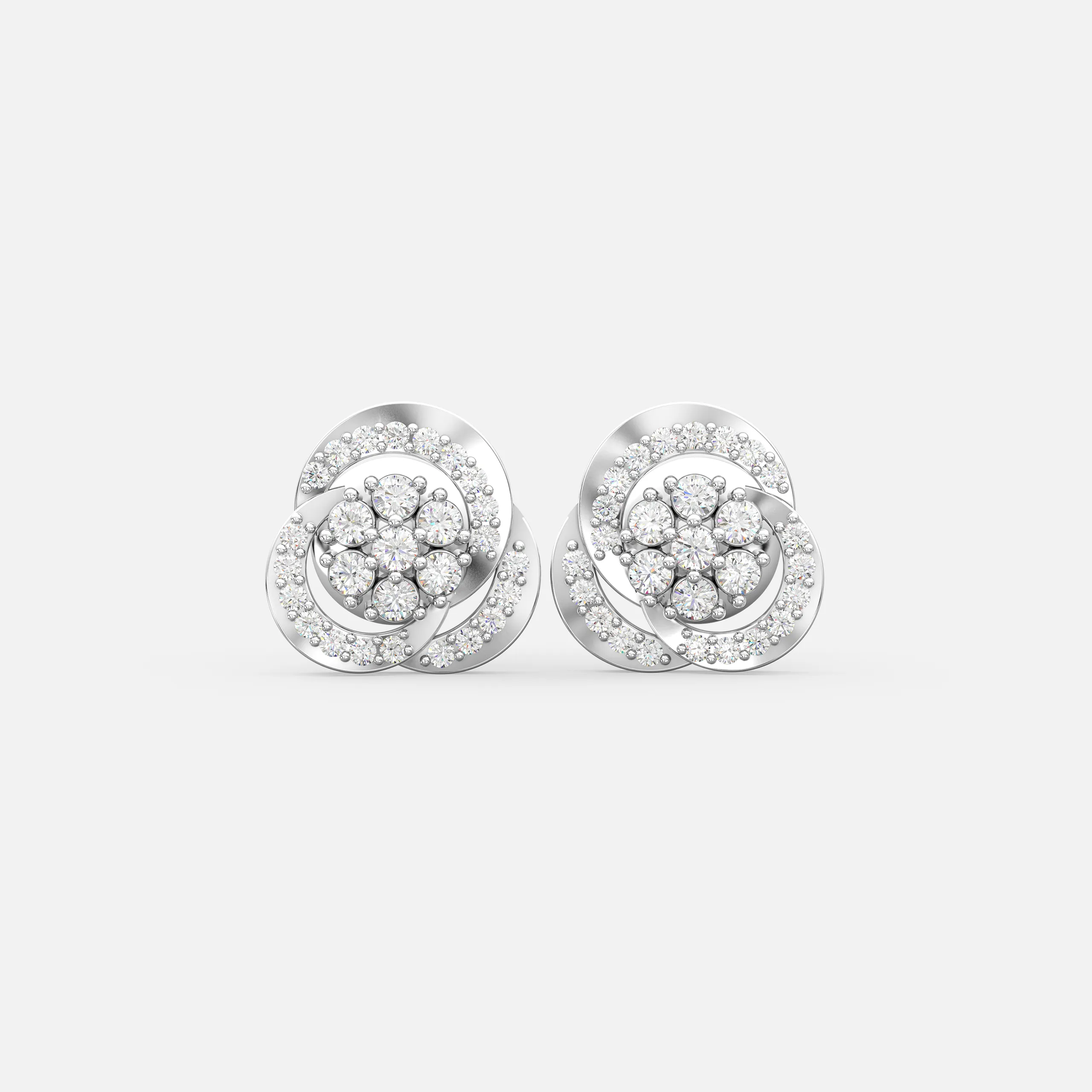 Diamond Floral Swirl Studs