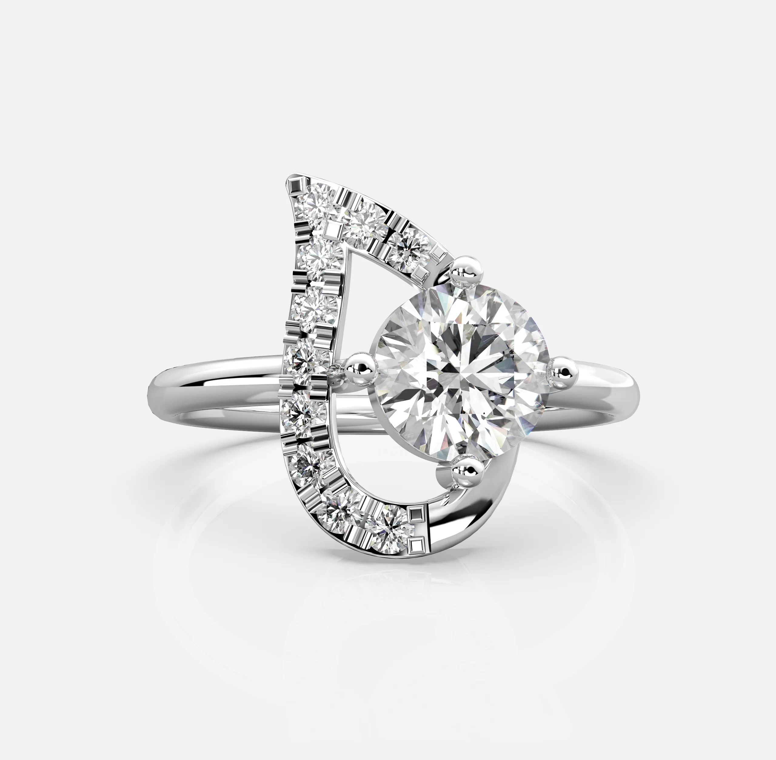 Dewdrop Curve Diamond Ring