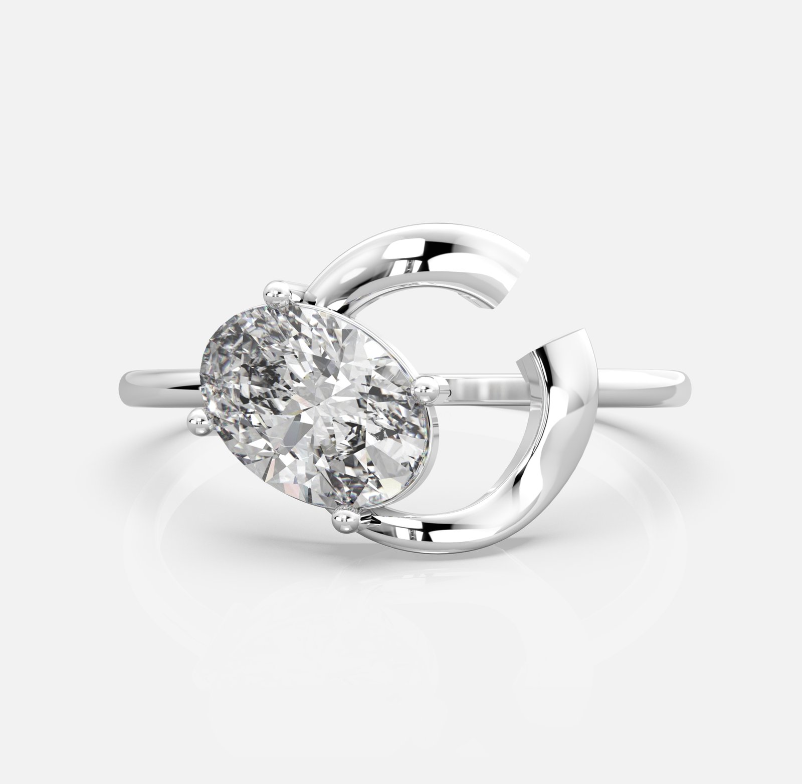 Oval Diamond Bypass Ring