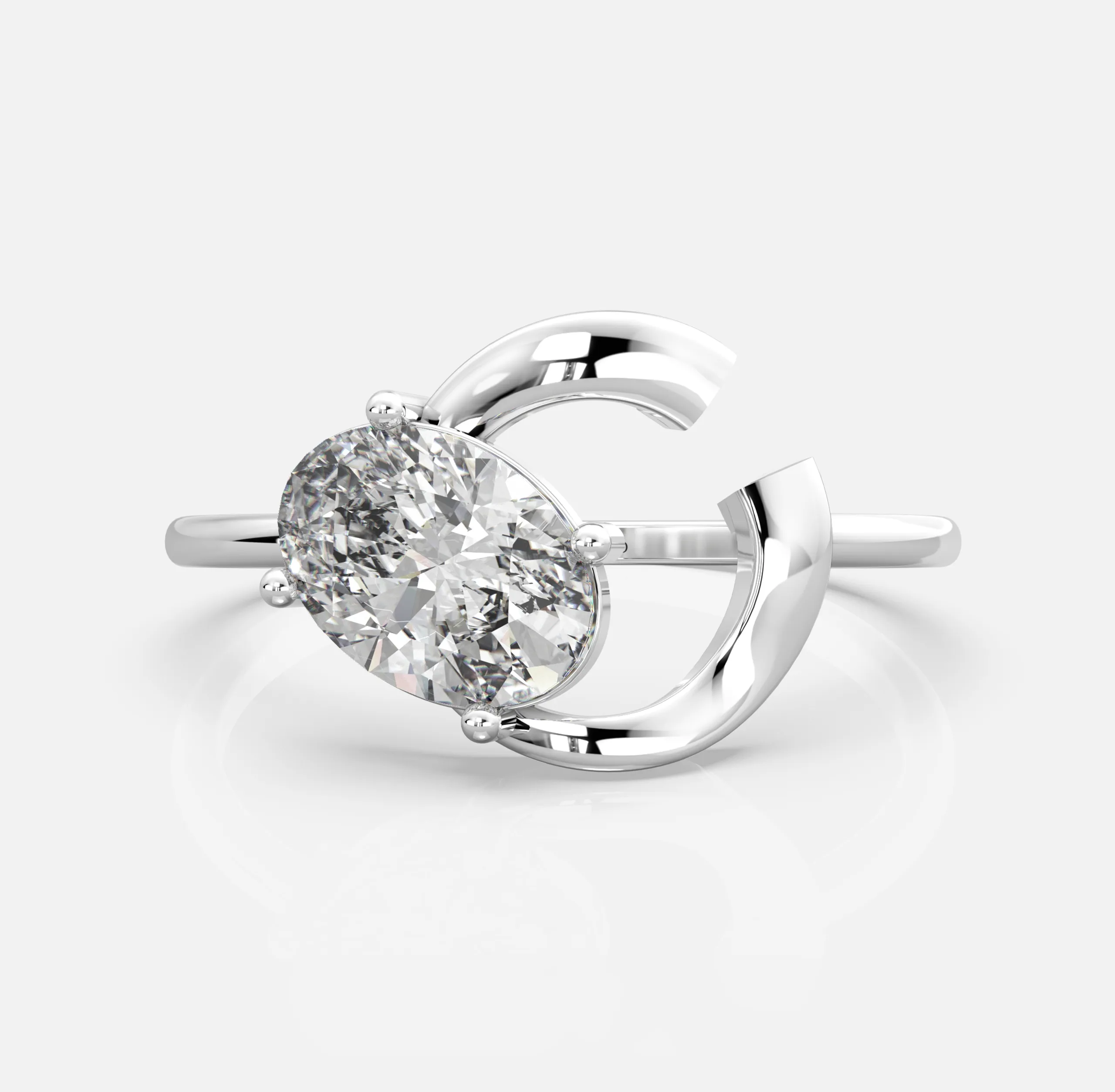 Oval Diamond Bypass Ring