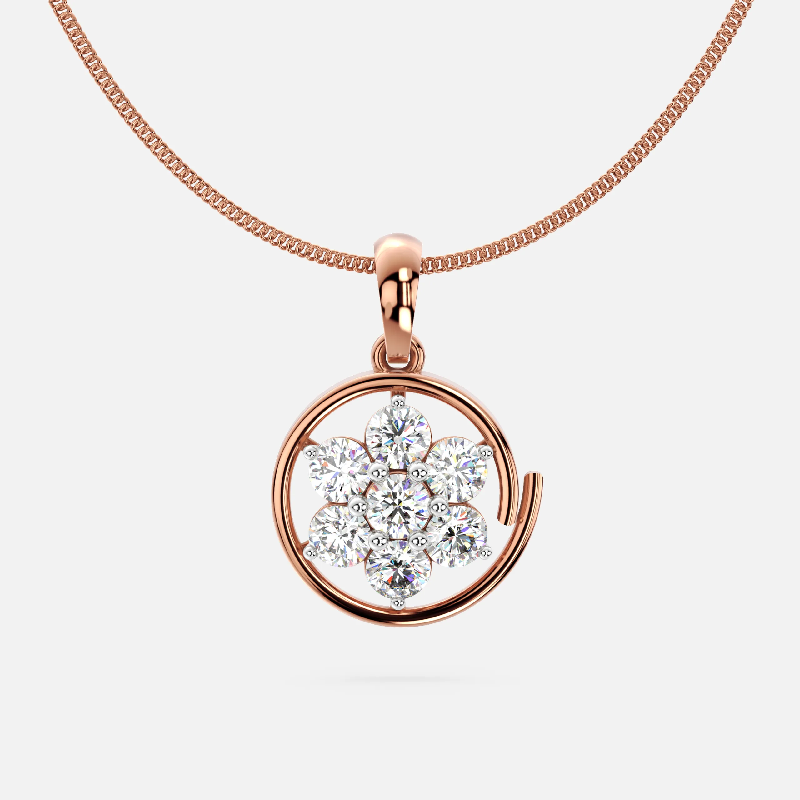 Circular Floral Diamond Pendant
