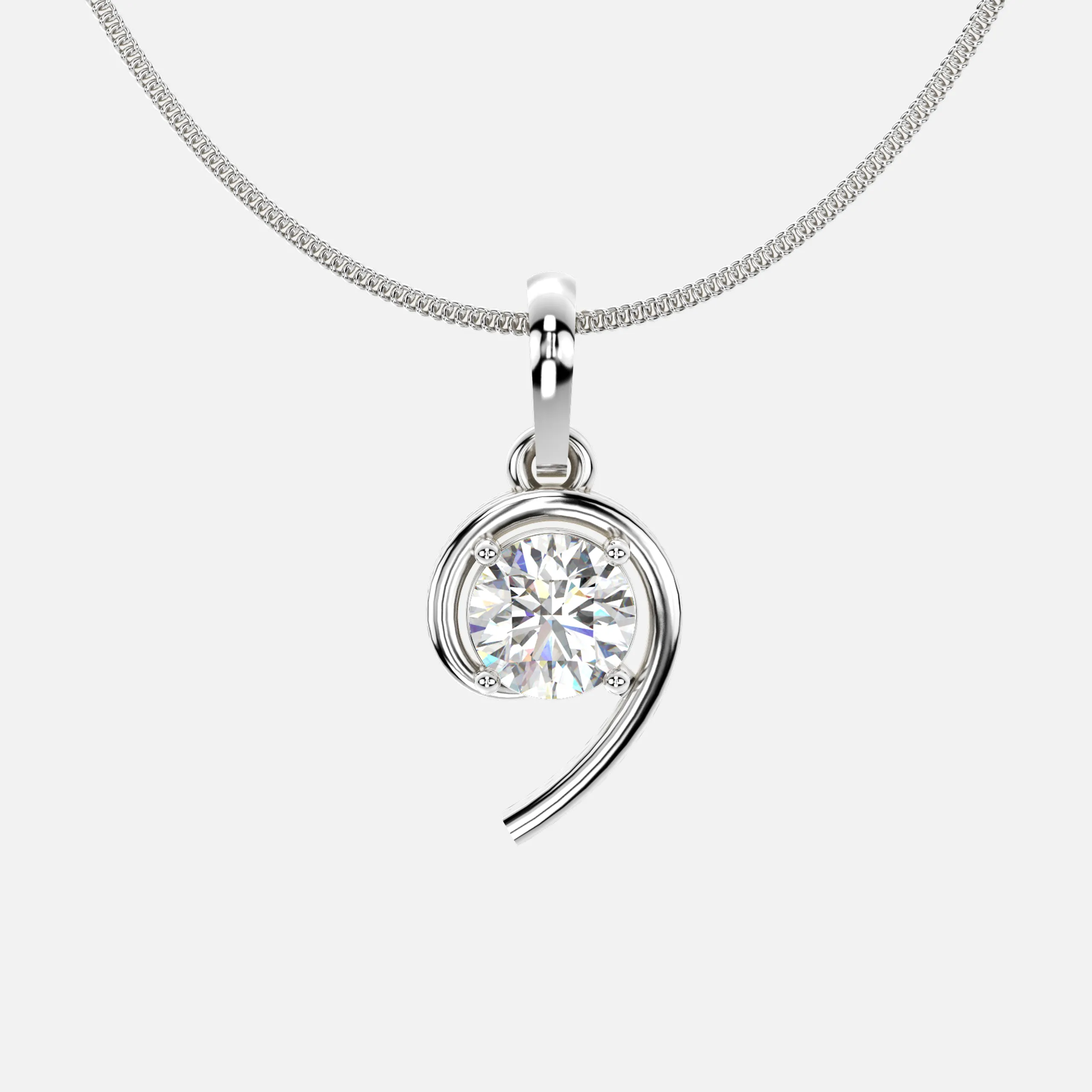 Swirl Diamond Solitaire Pendant
