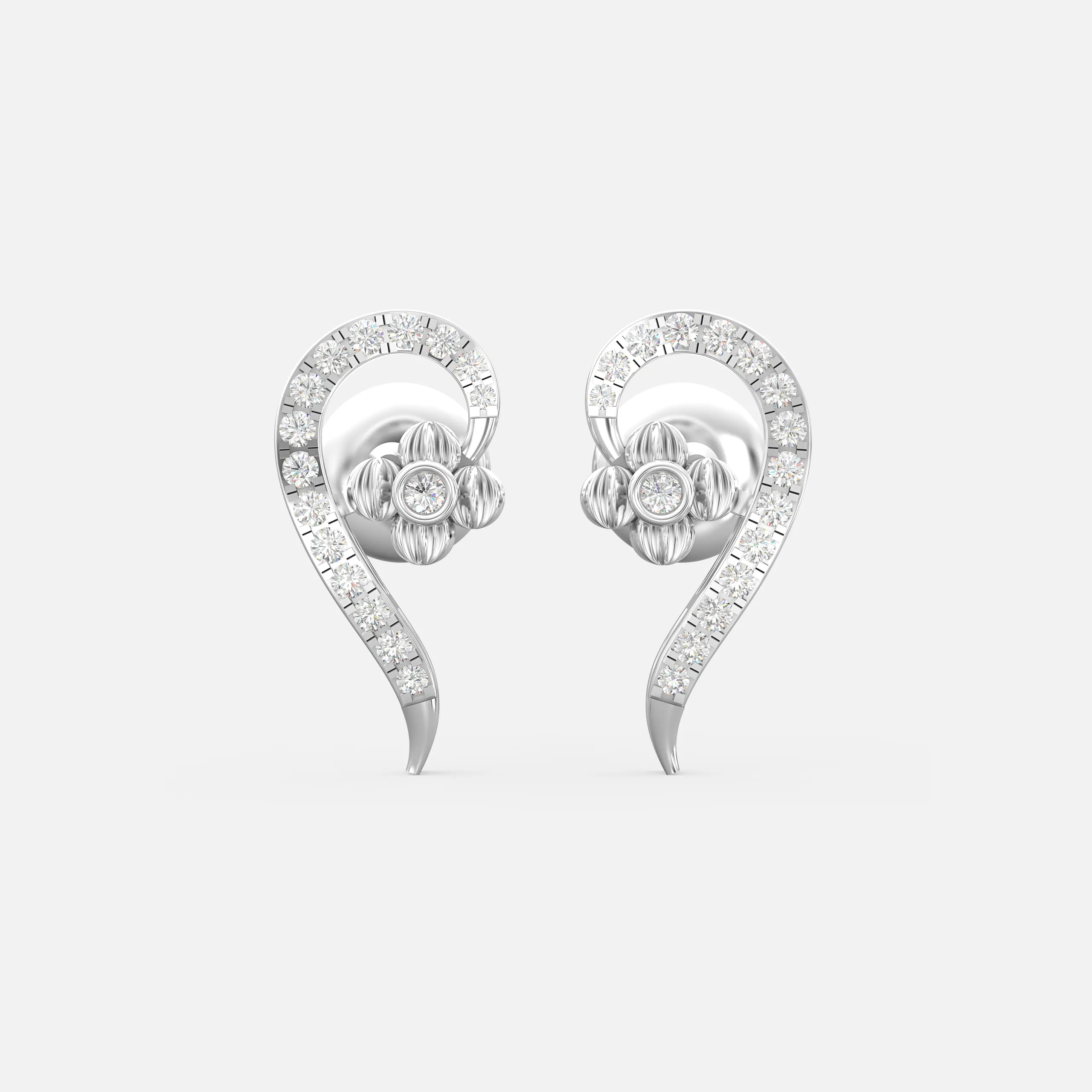 Floral Curve Diamond Earrings