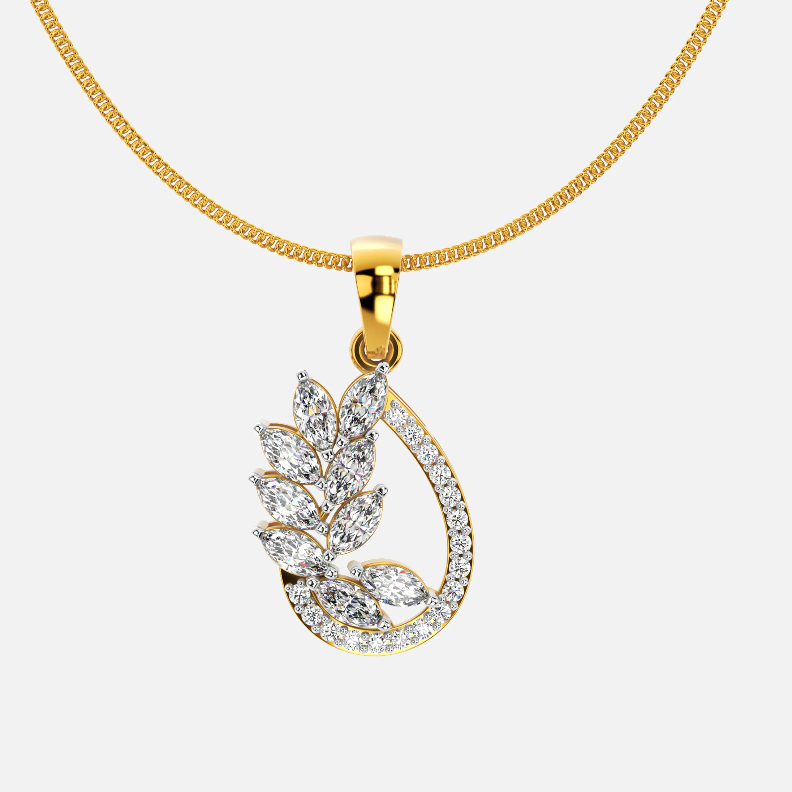 Leaf Crest Diamond Pendant