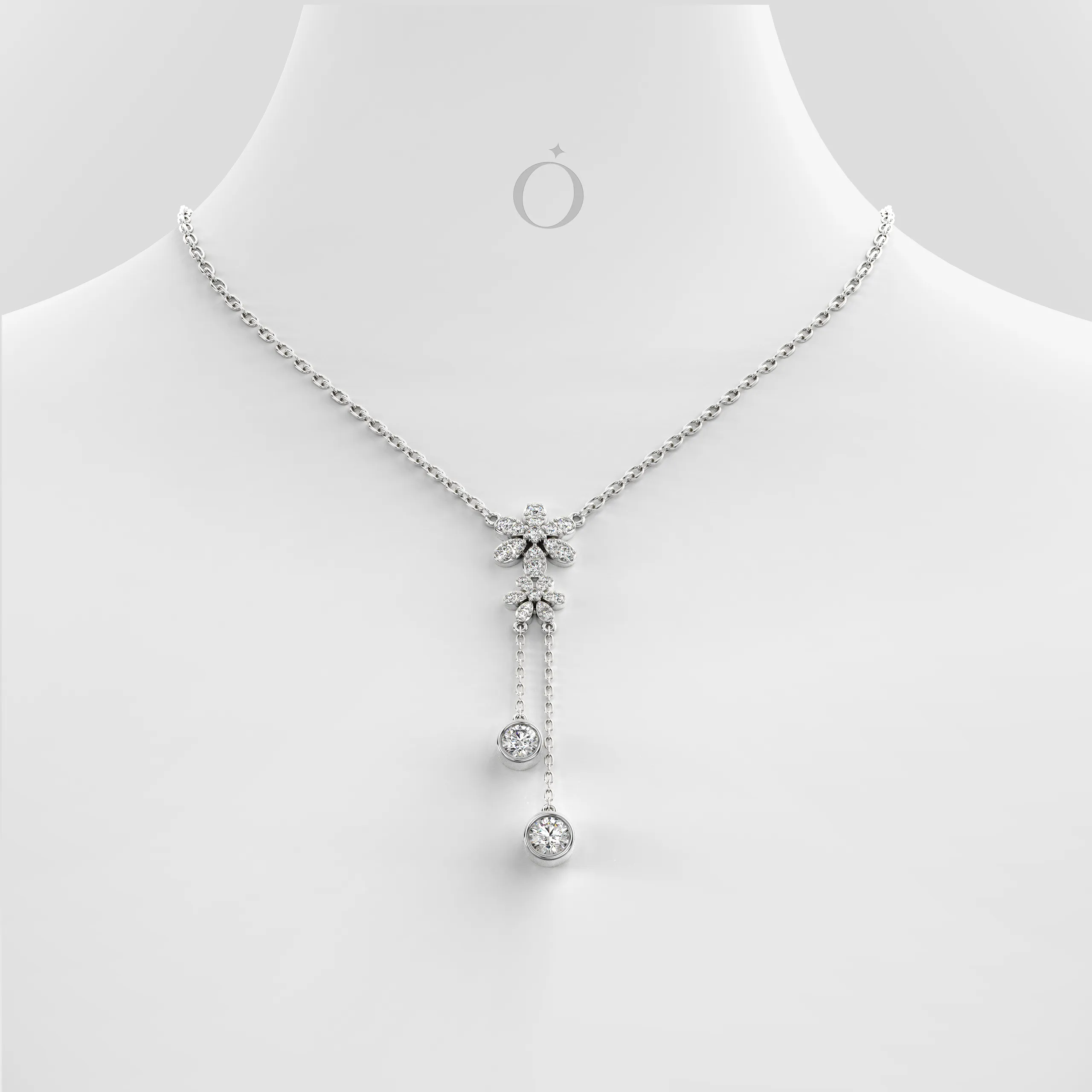 Floral Drop Diamond Necklace