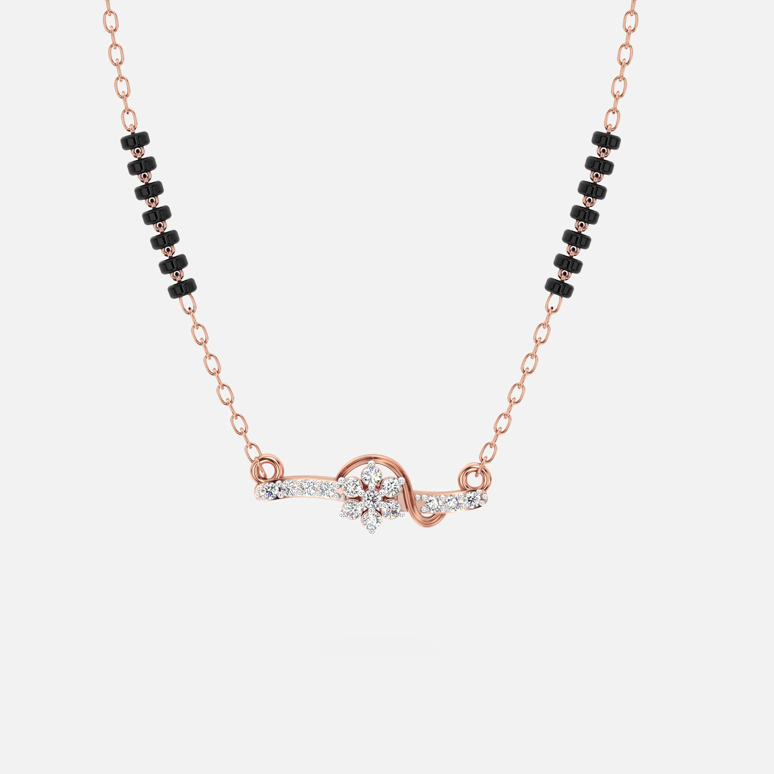 Floral Wave Diamond Mangalsutra