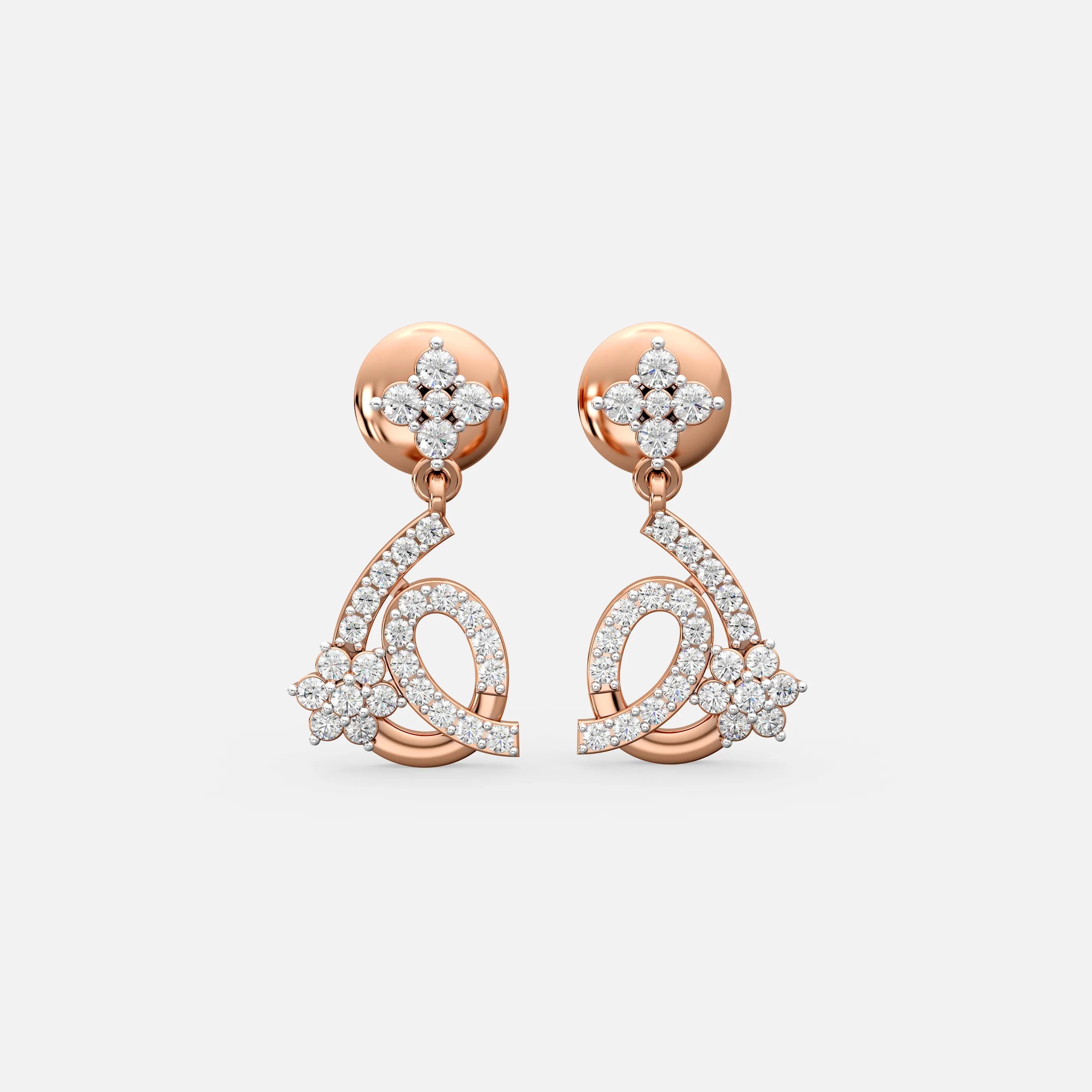 Floral Ribbon Diamond Earrings