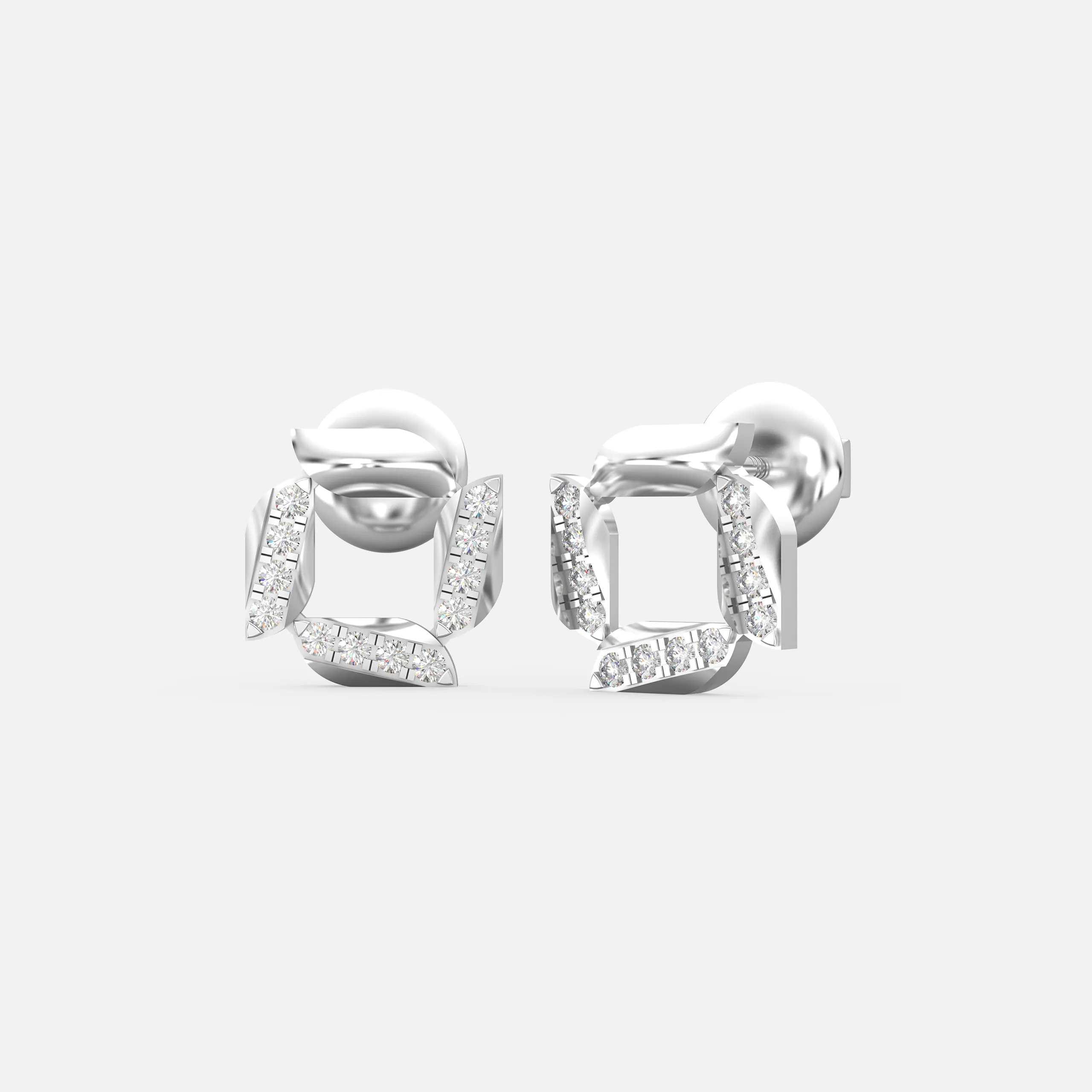 Floral Square Diamond Earrings