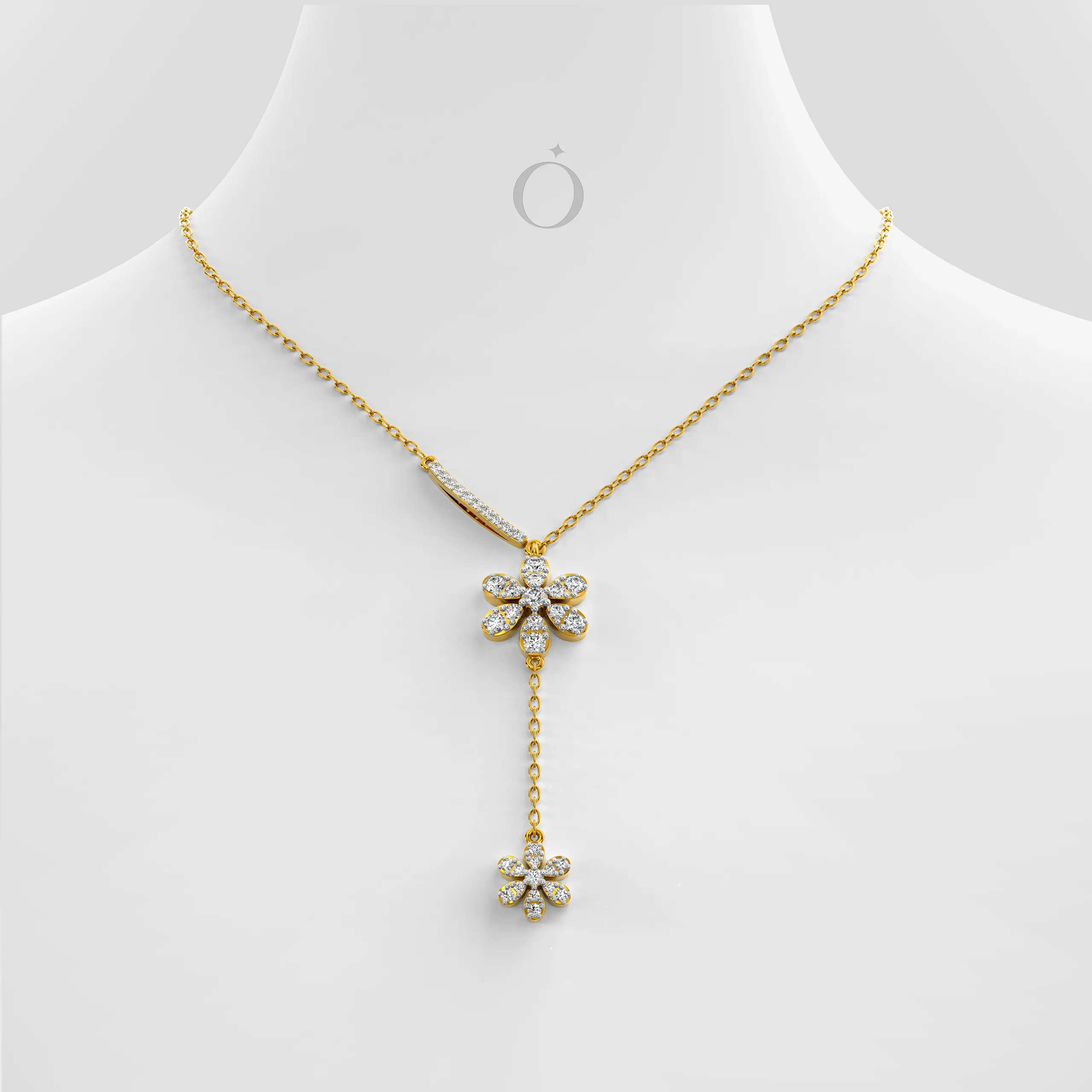 Twin Blossom Diamond Necklace