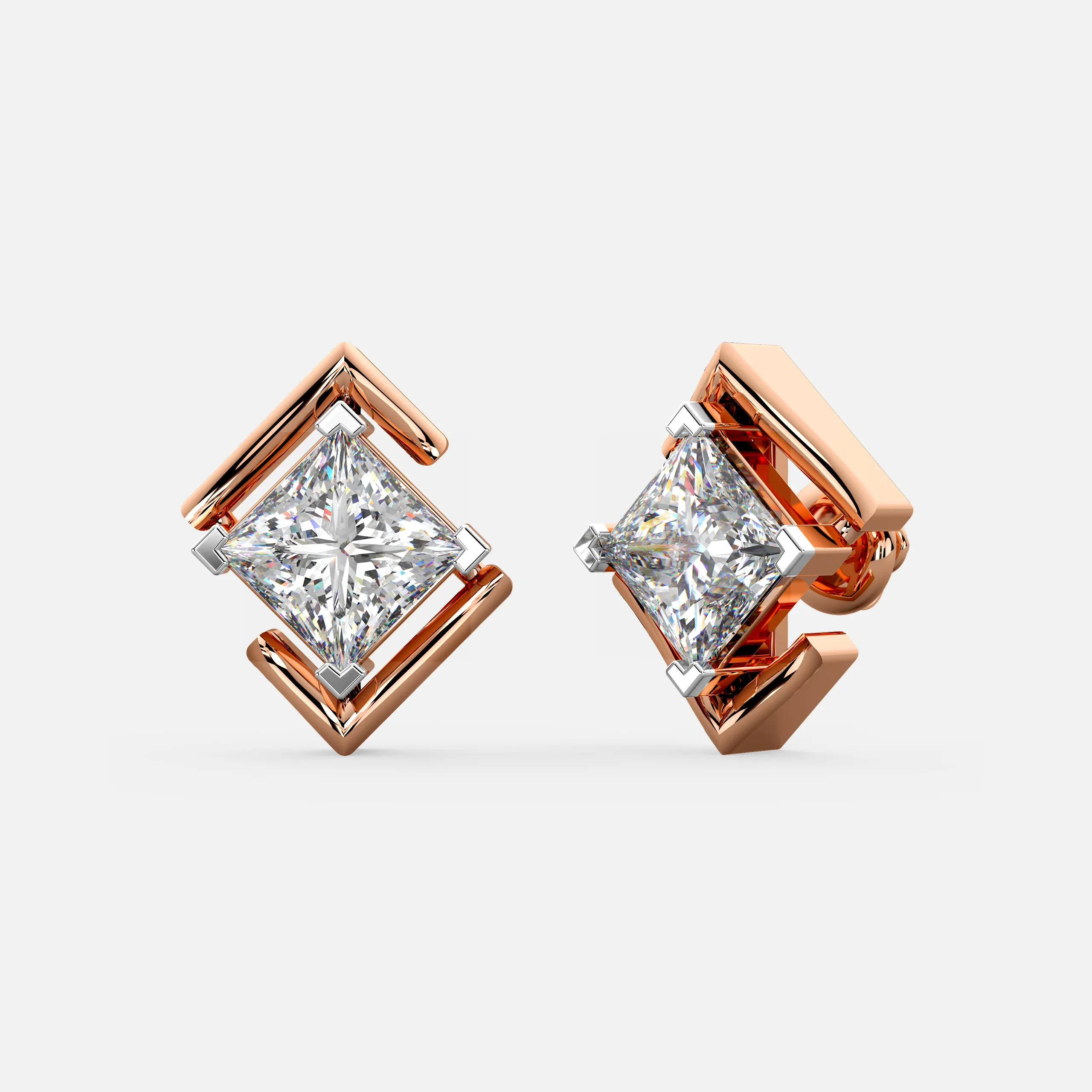 Framed Princess Diamond Earrings
