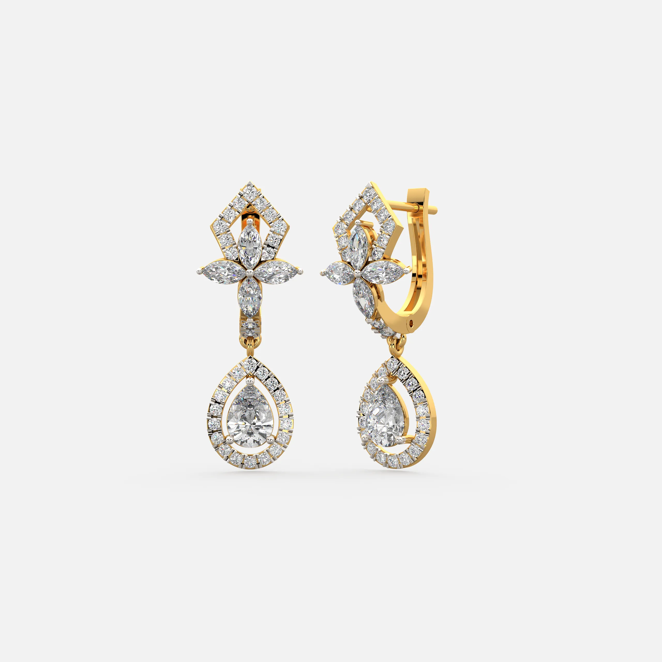 Verdant Grace Diamond Drop Earrings