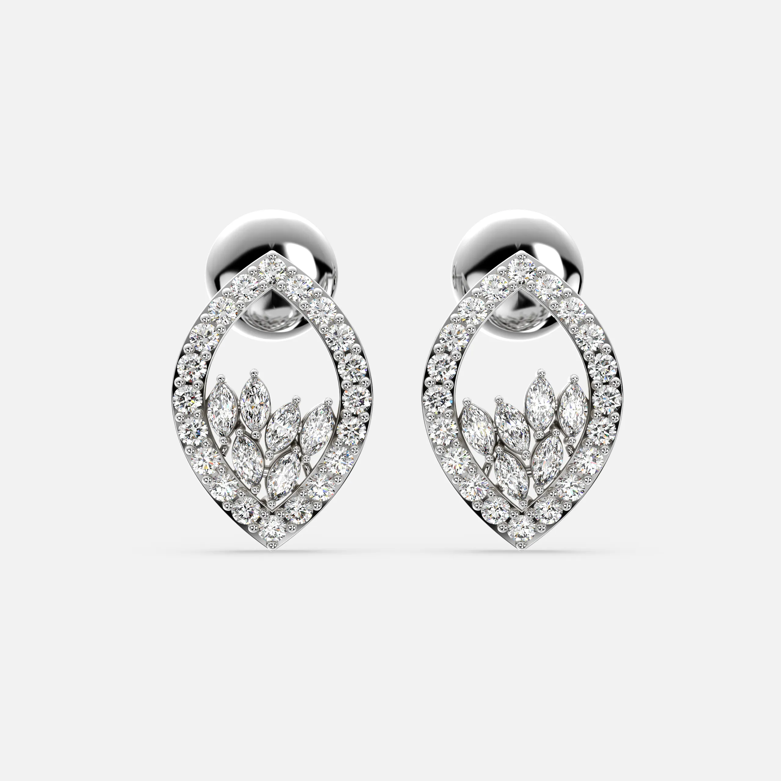 Twinkling Leaf Diamond Earrings