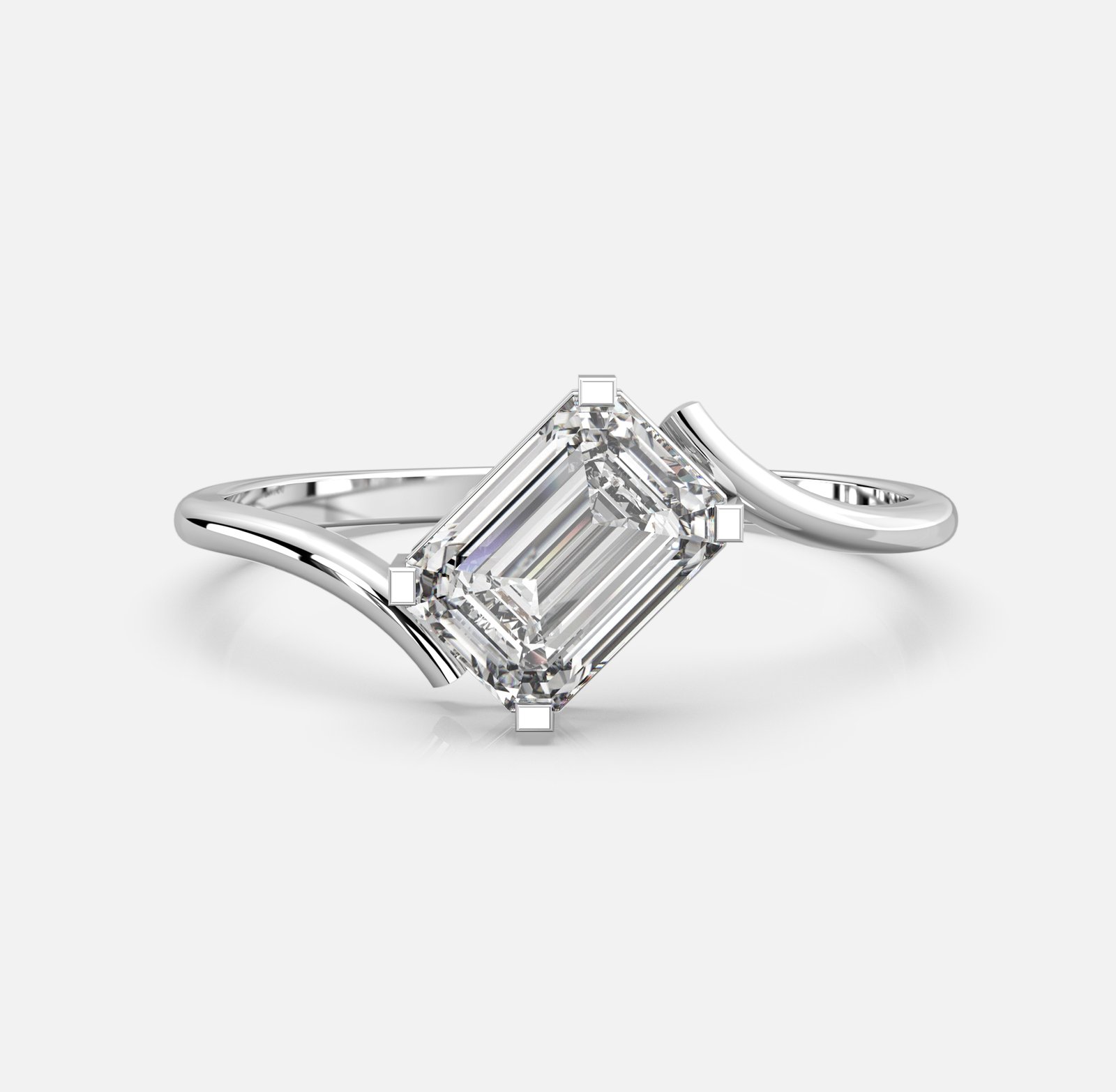 Asymmetric Emerald-Cut Diamond Ring