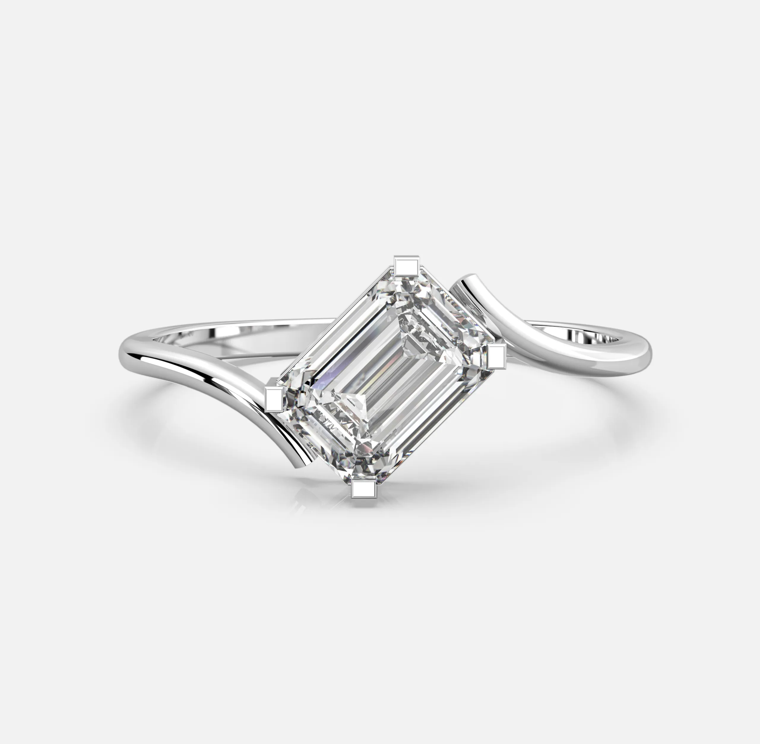 Asymmetric Emerald-Cut Diamond Ring