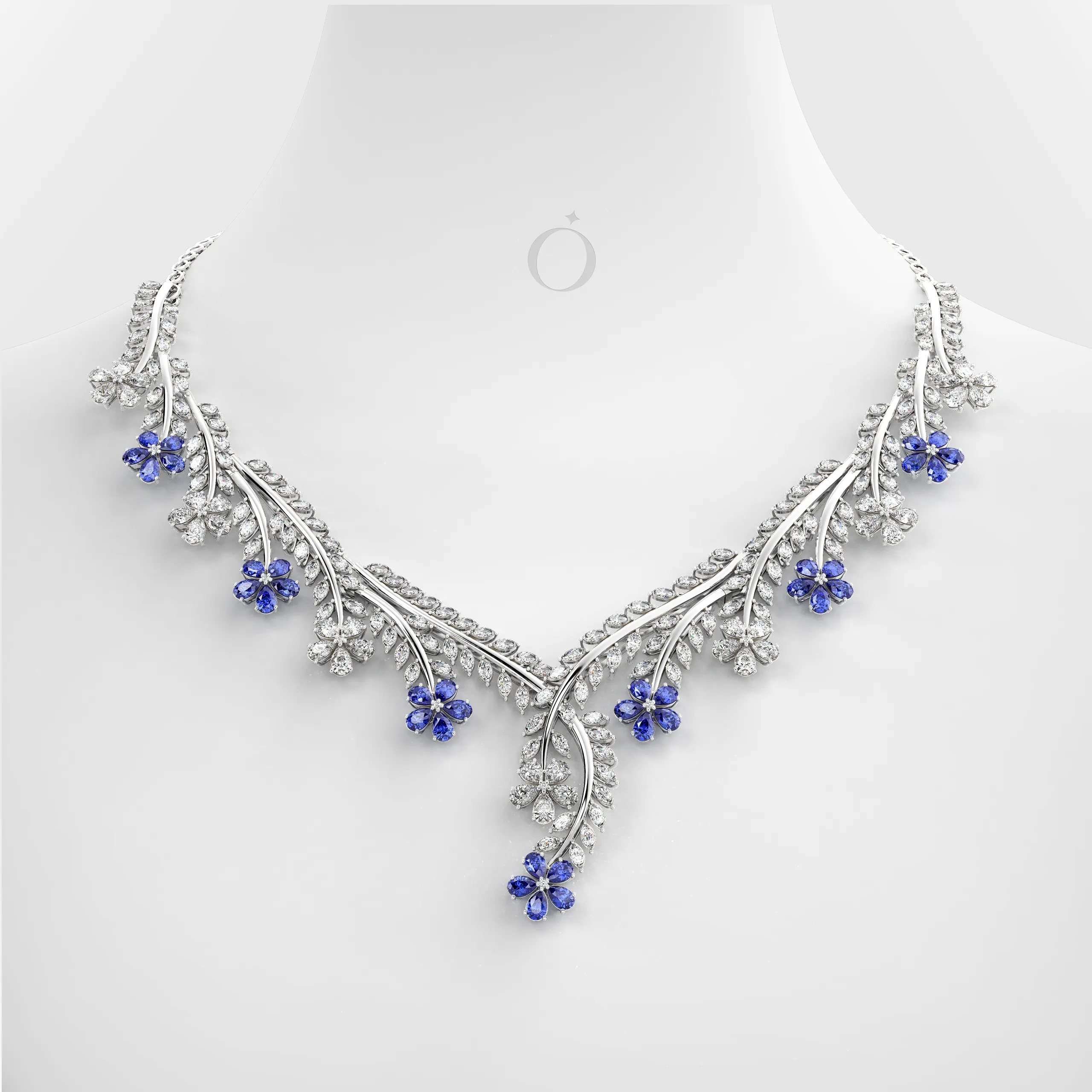 Ethereal Sapphire Diamond Vine Necklace Set