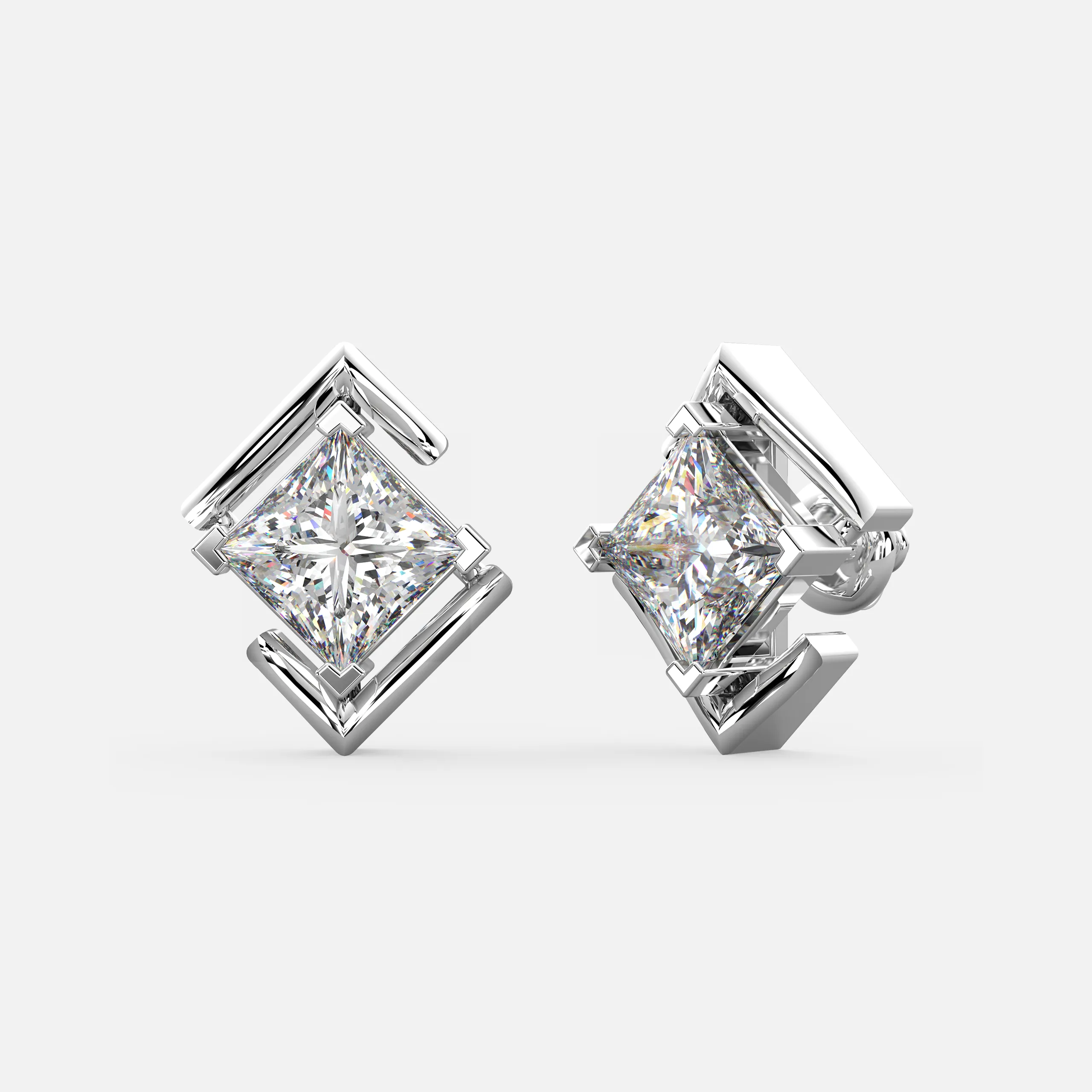 Framed Princess Diamond Earrings