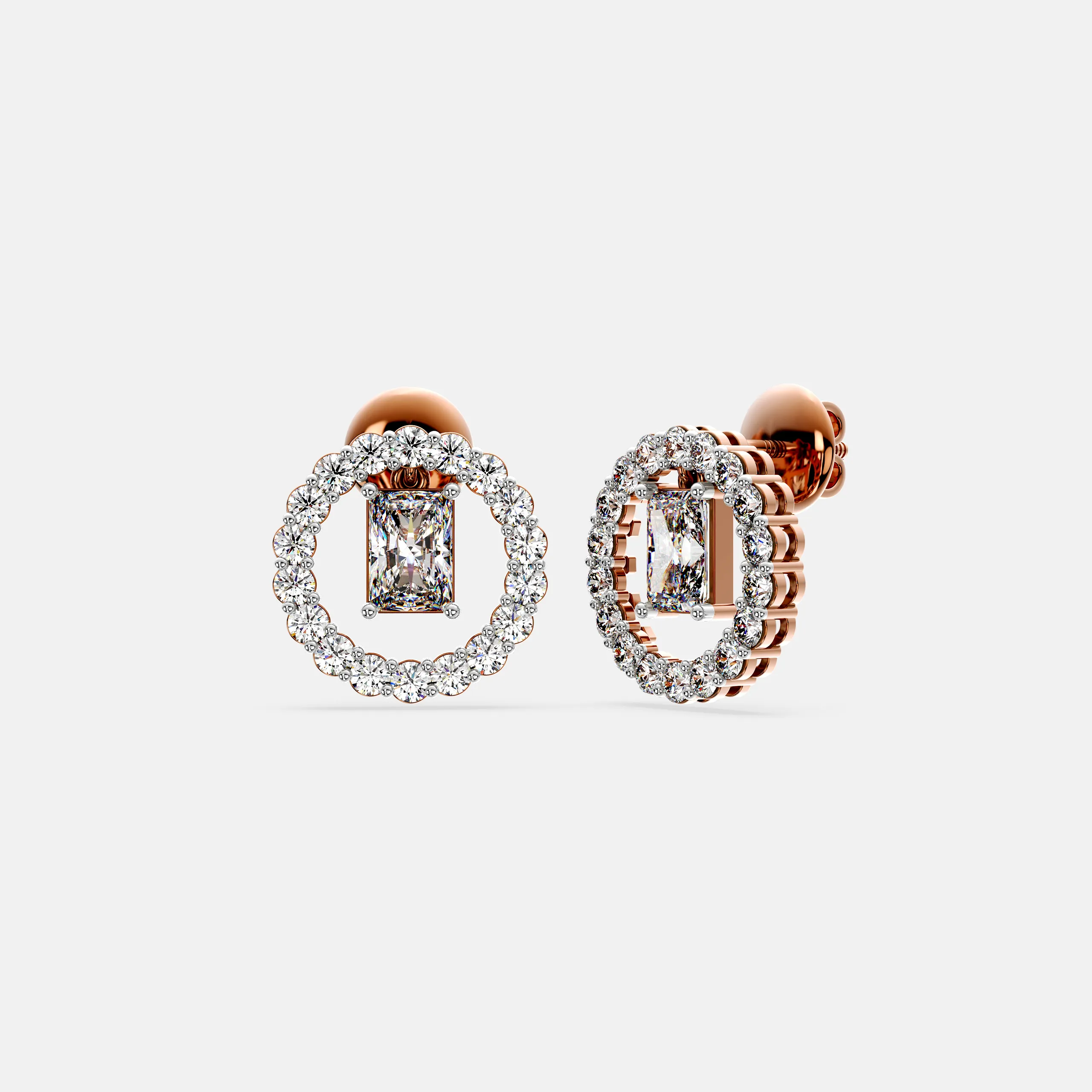 Halo Radiant Diamond Earrings