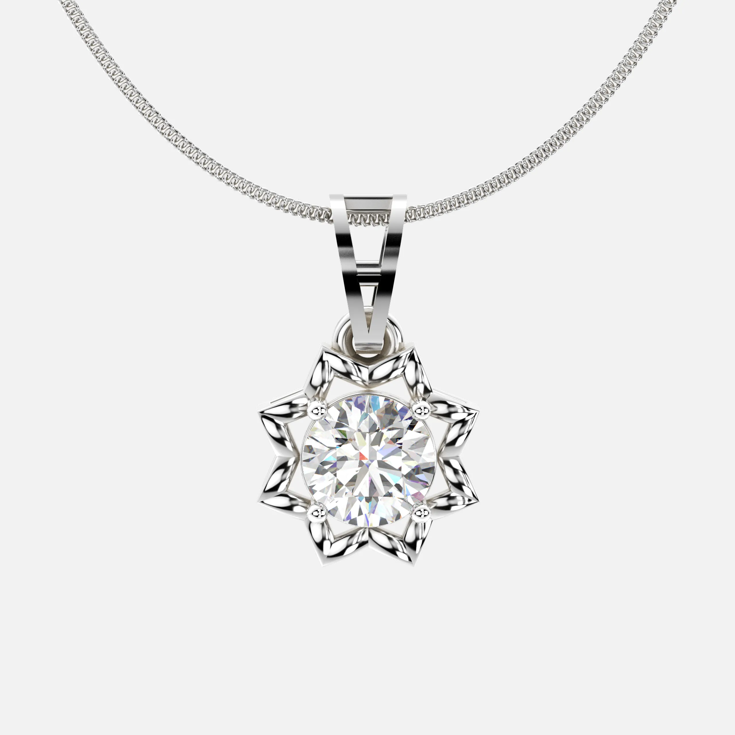 Sparkle Floral Solitaire Diamond Pendant