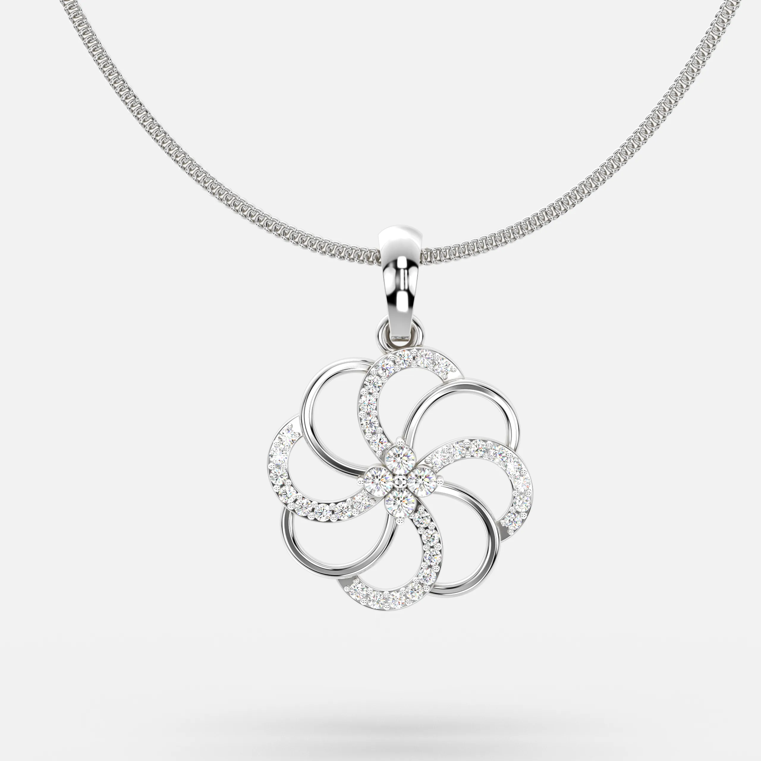 Floral Swirl Diamond Pendant