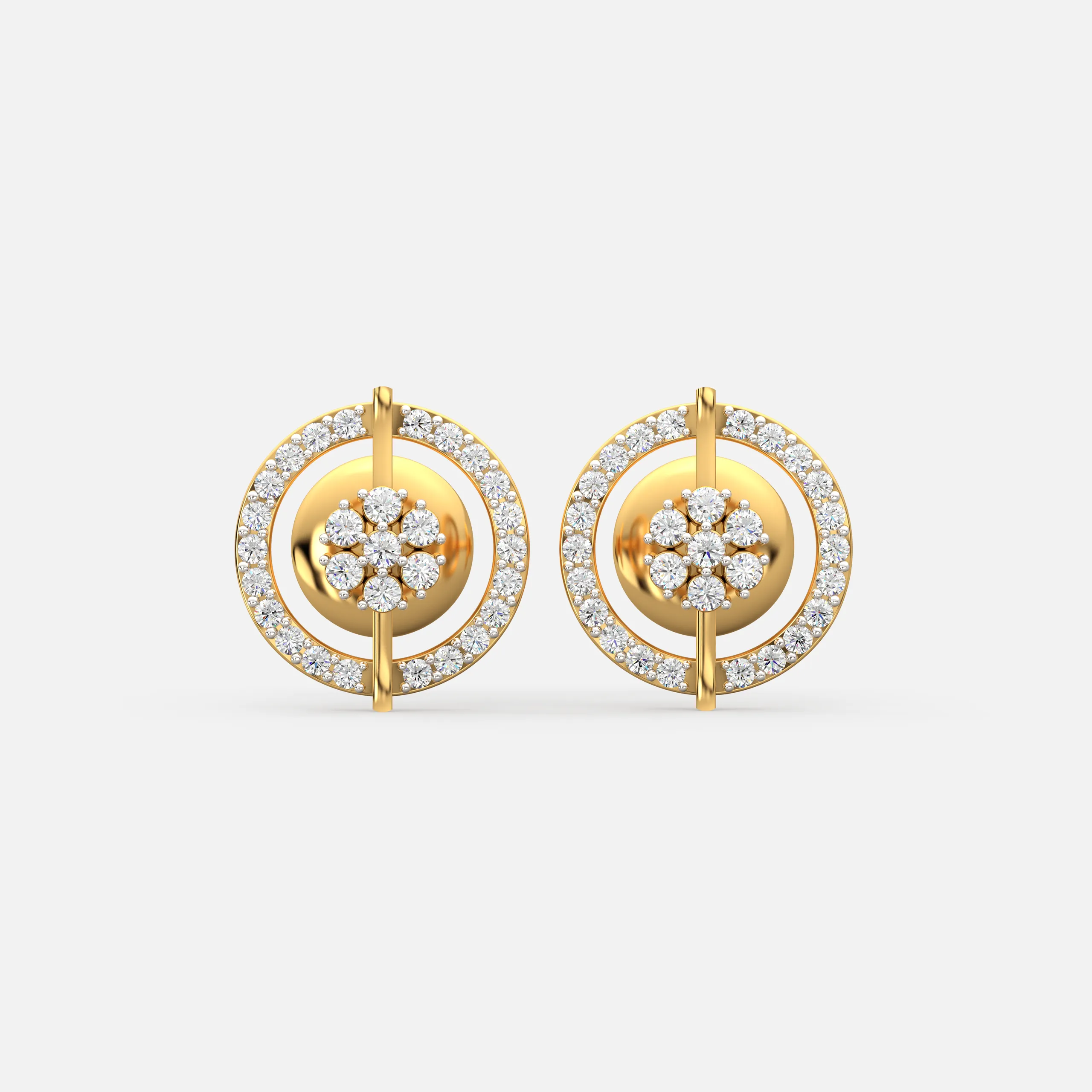 Floral Circle Diamond Earrings