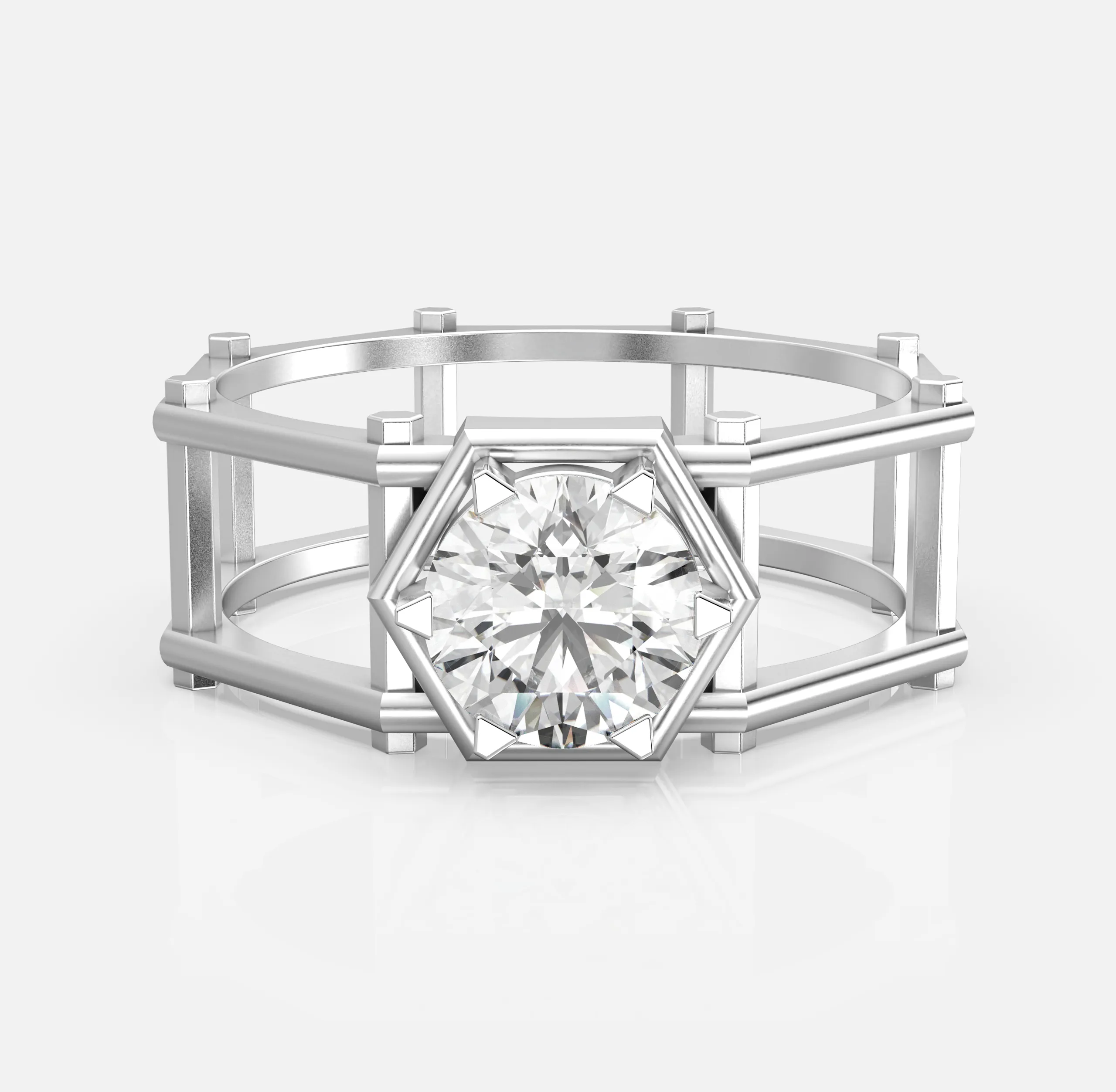 Pillar Frame Diamond Ring