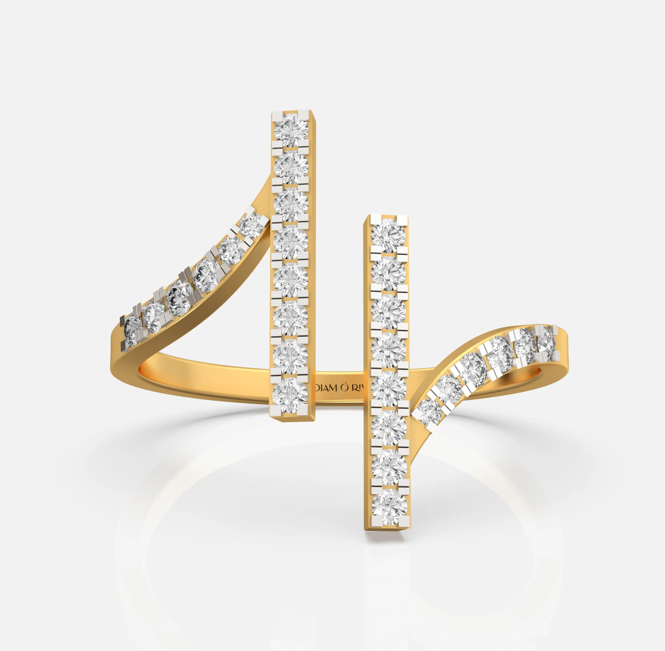 Twin Bar Flow Diamond Ring