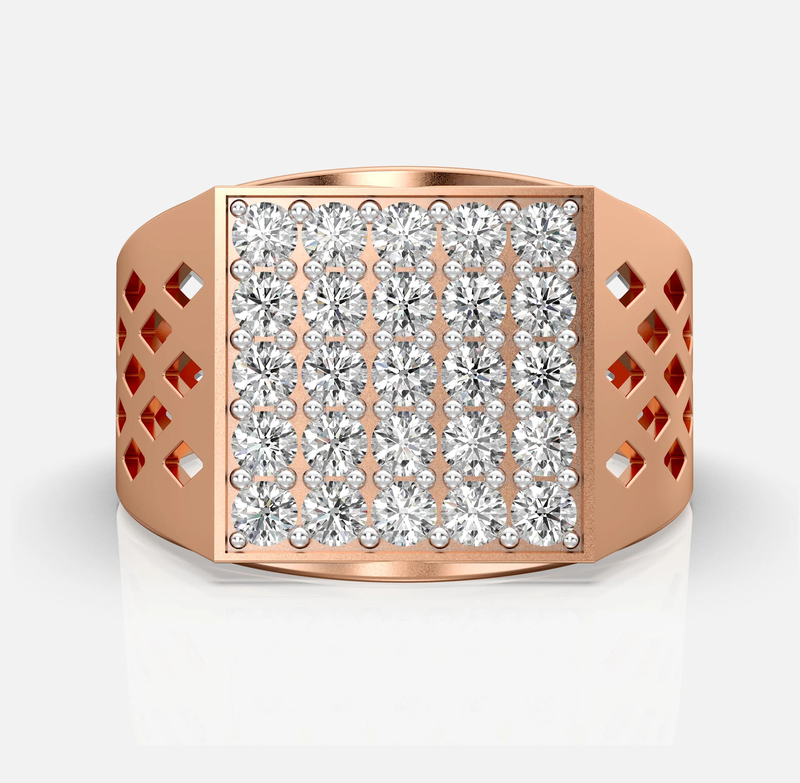 Glinting Grid Men's Ring