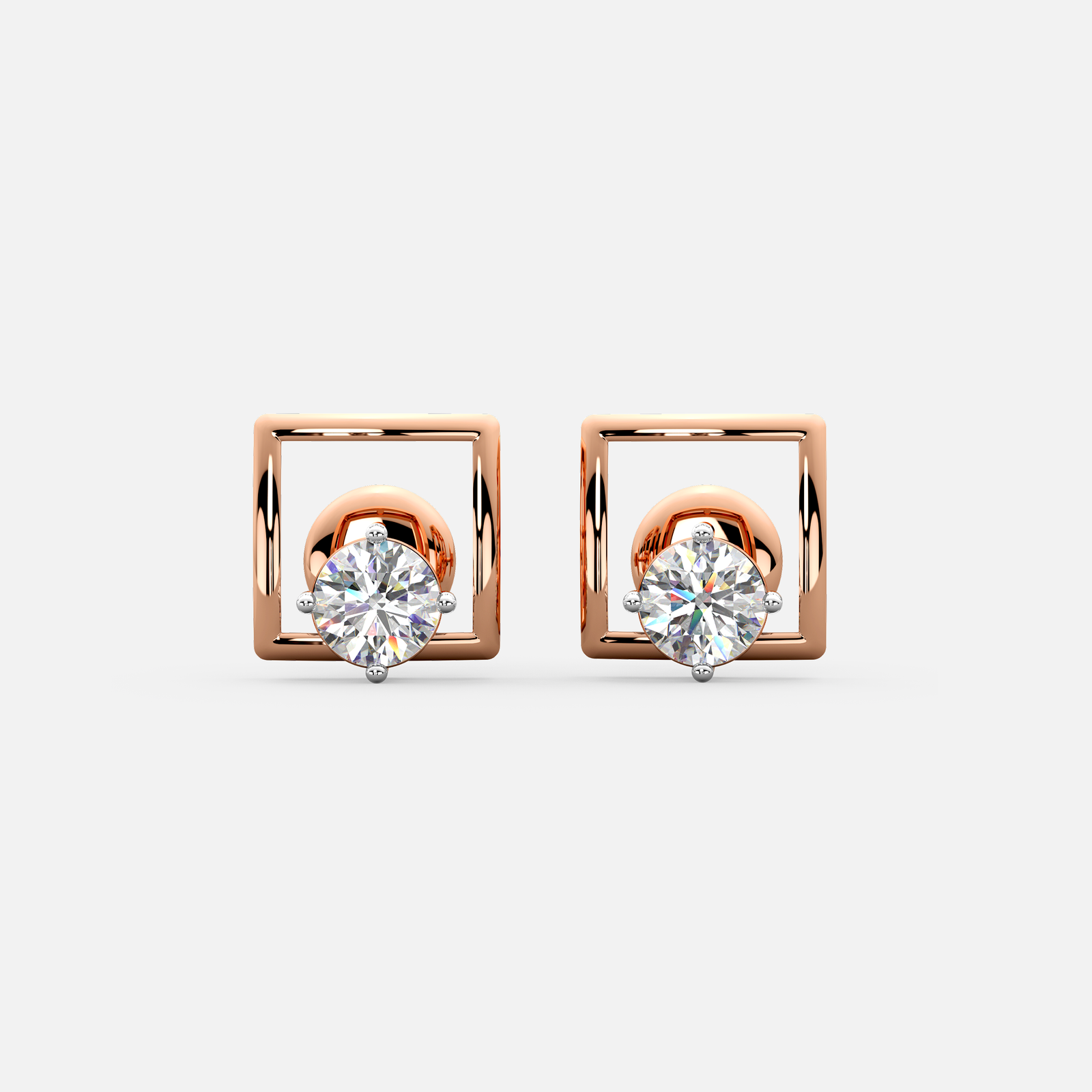 Frame Halo Diamond Stud Earrings