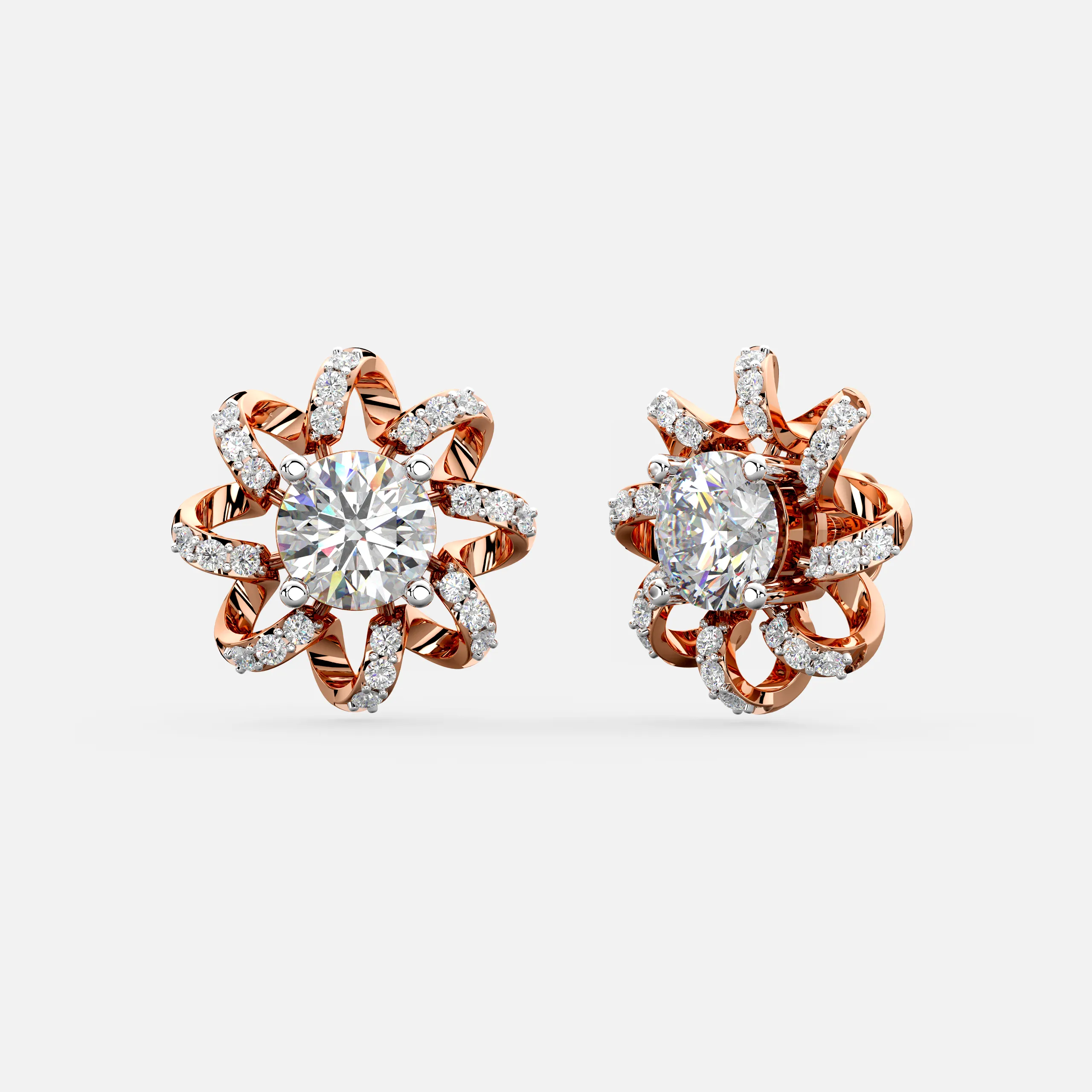 Floral Swirl Diamond Earrings