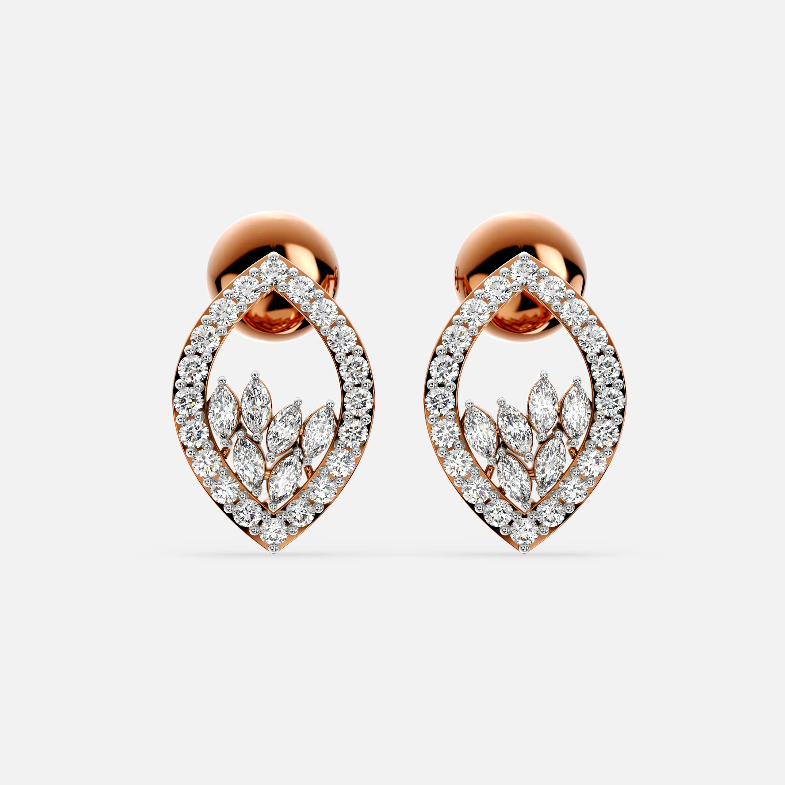 Twinkling Leaf Diamond Earrings