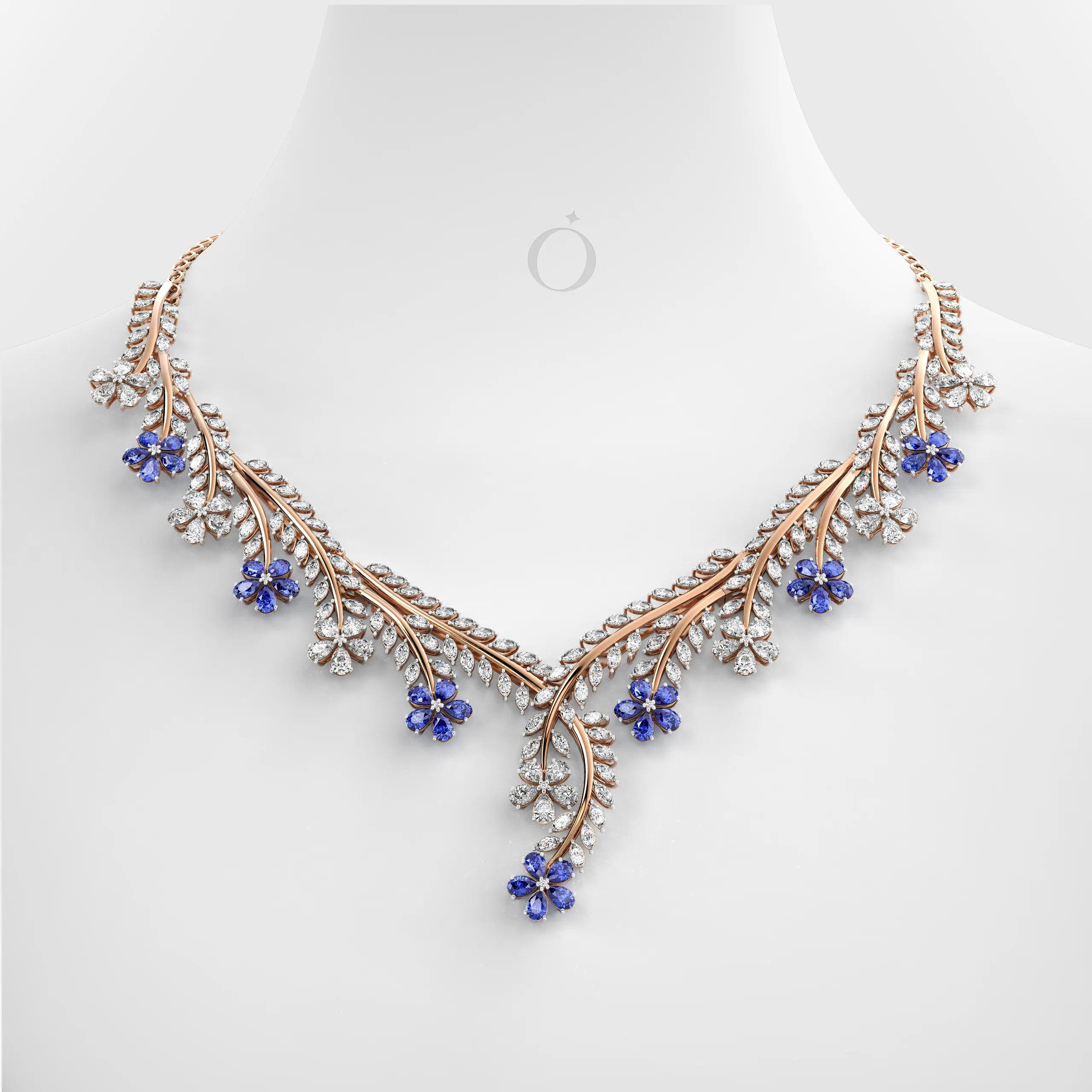 Ethereal Sapphire Diamond Vine Necklace Set