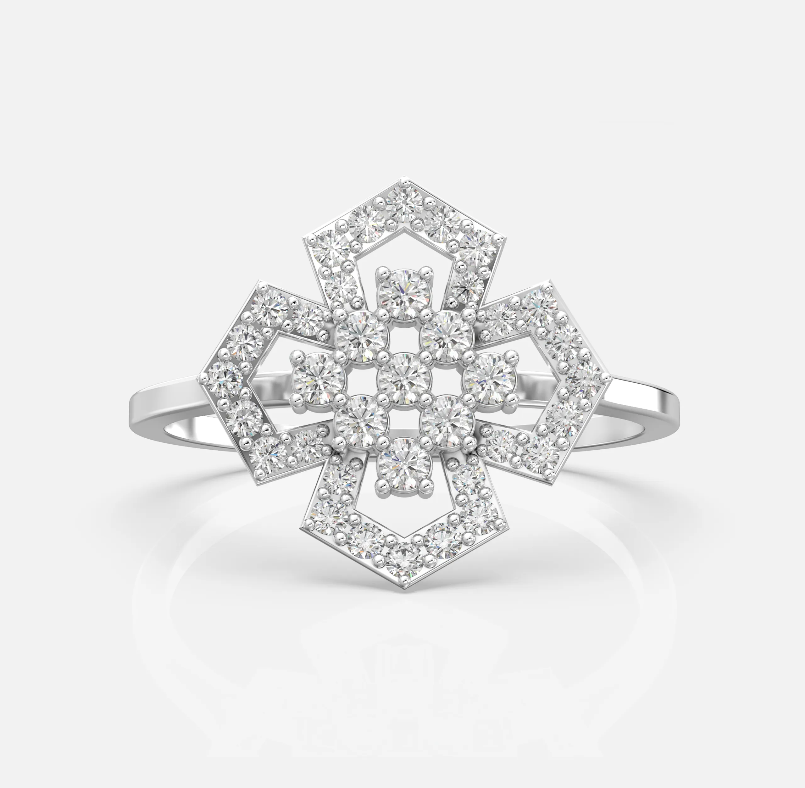 Geometric Petal Diamond Ring