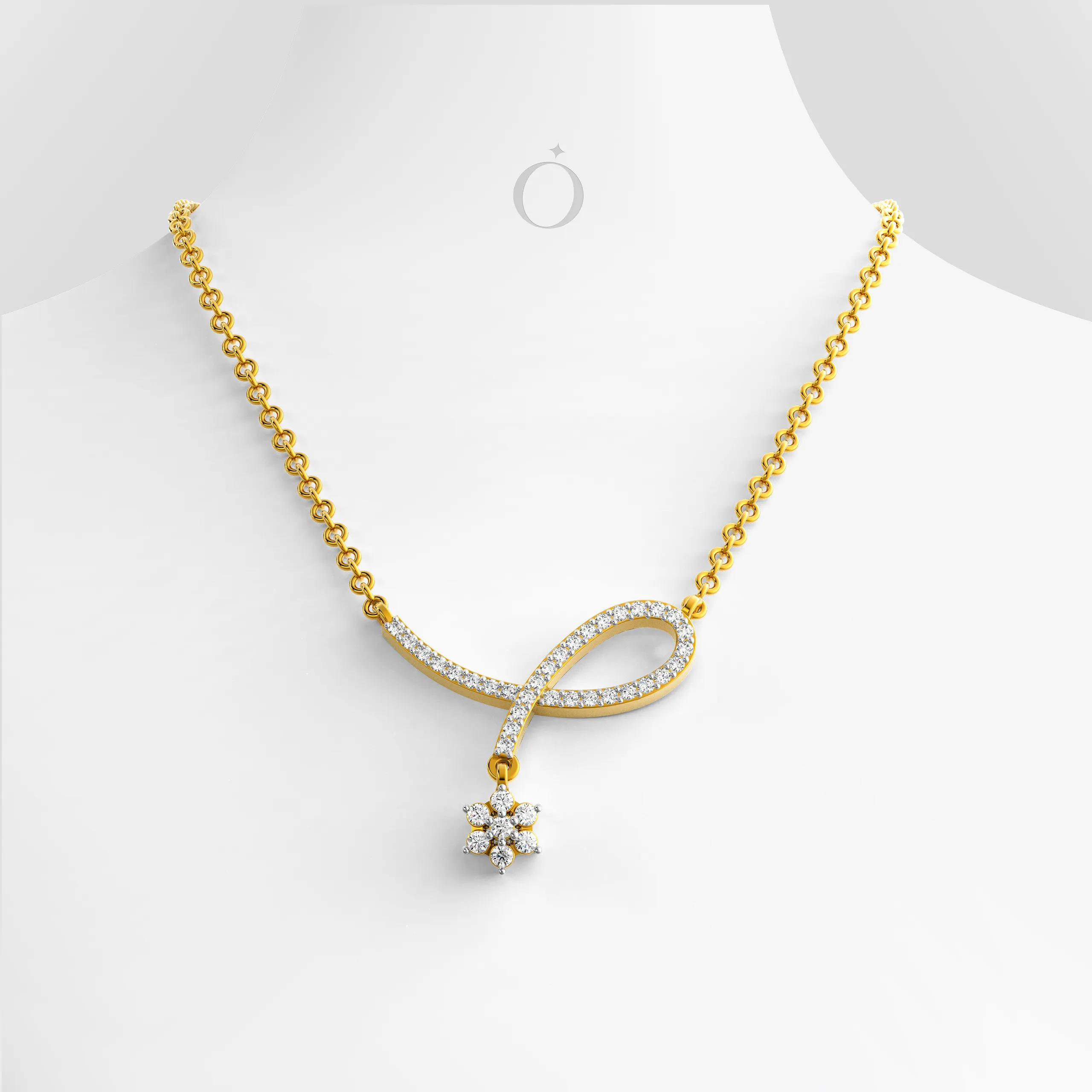 Looping Floral Diamond Necklace