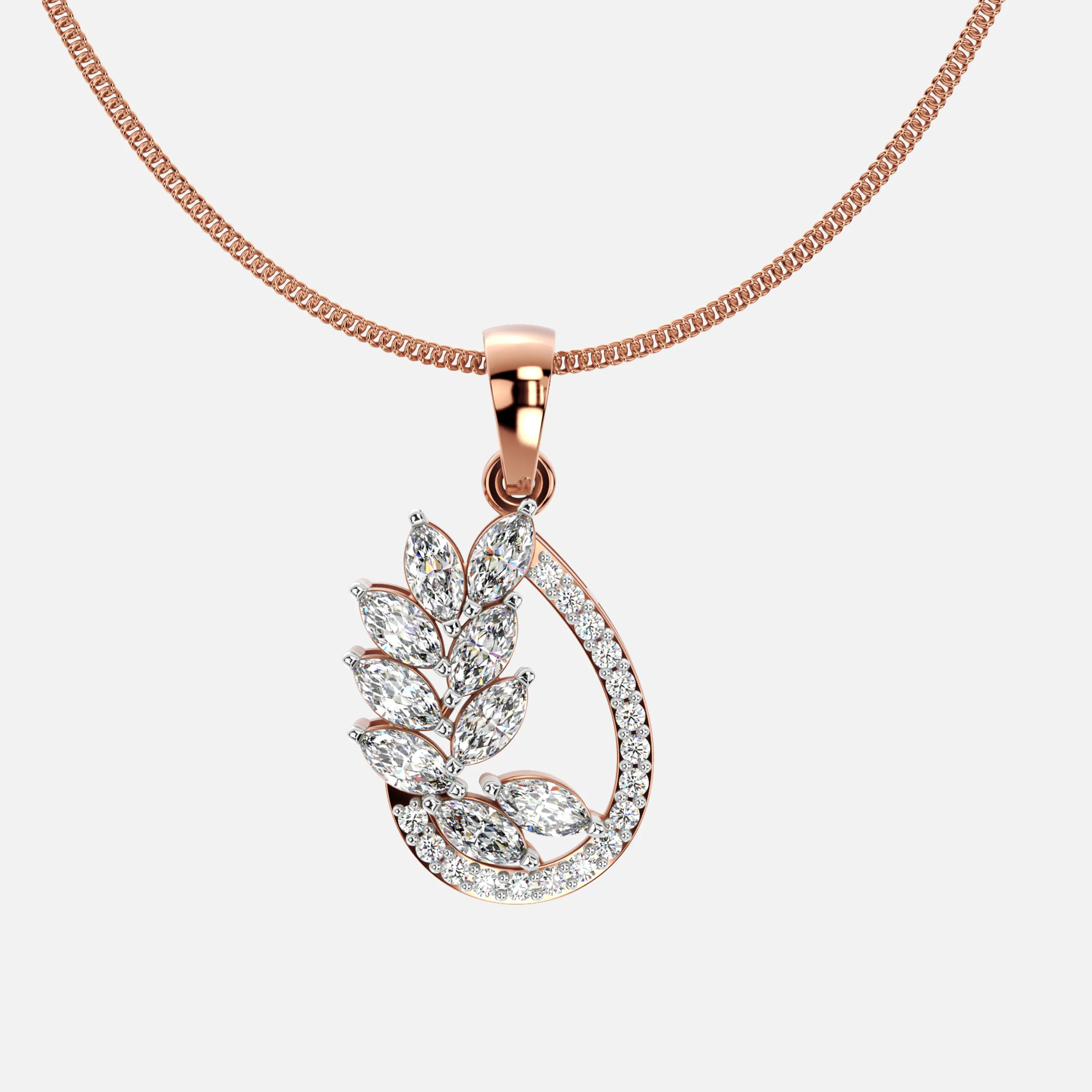 Leaf Crest Diamond Pendant