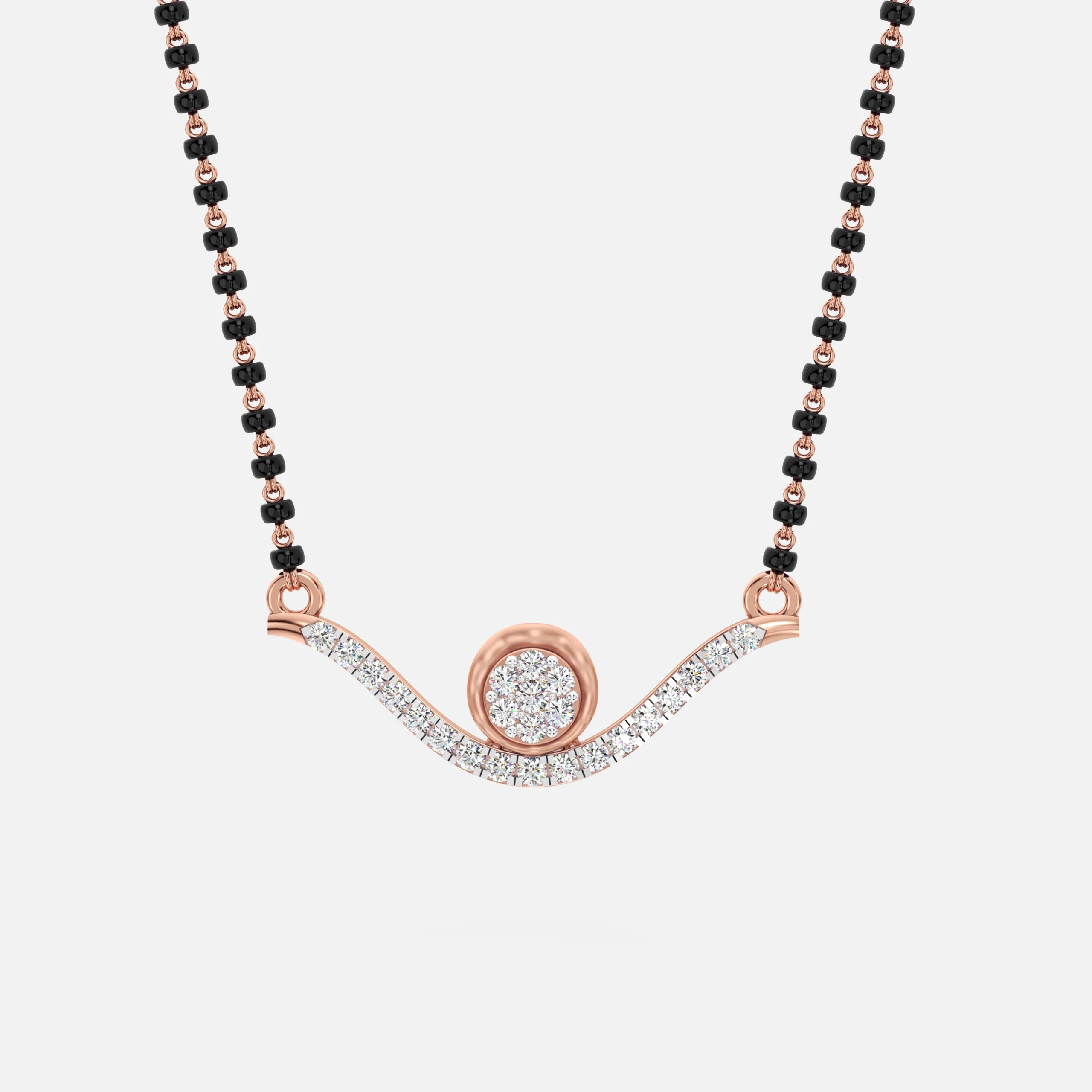 Curved Floral Diamond Mangalsutra