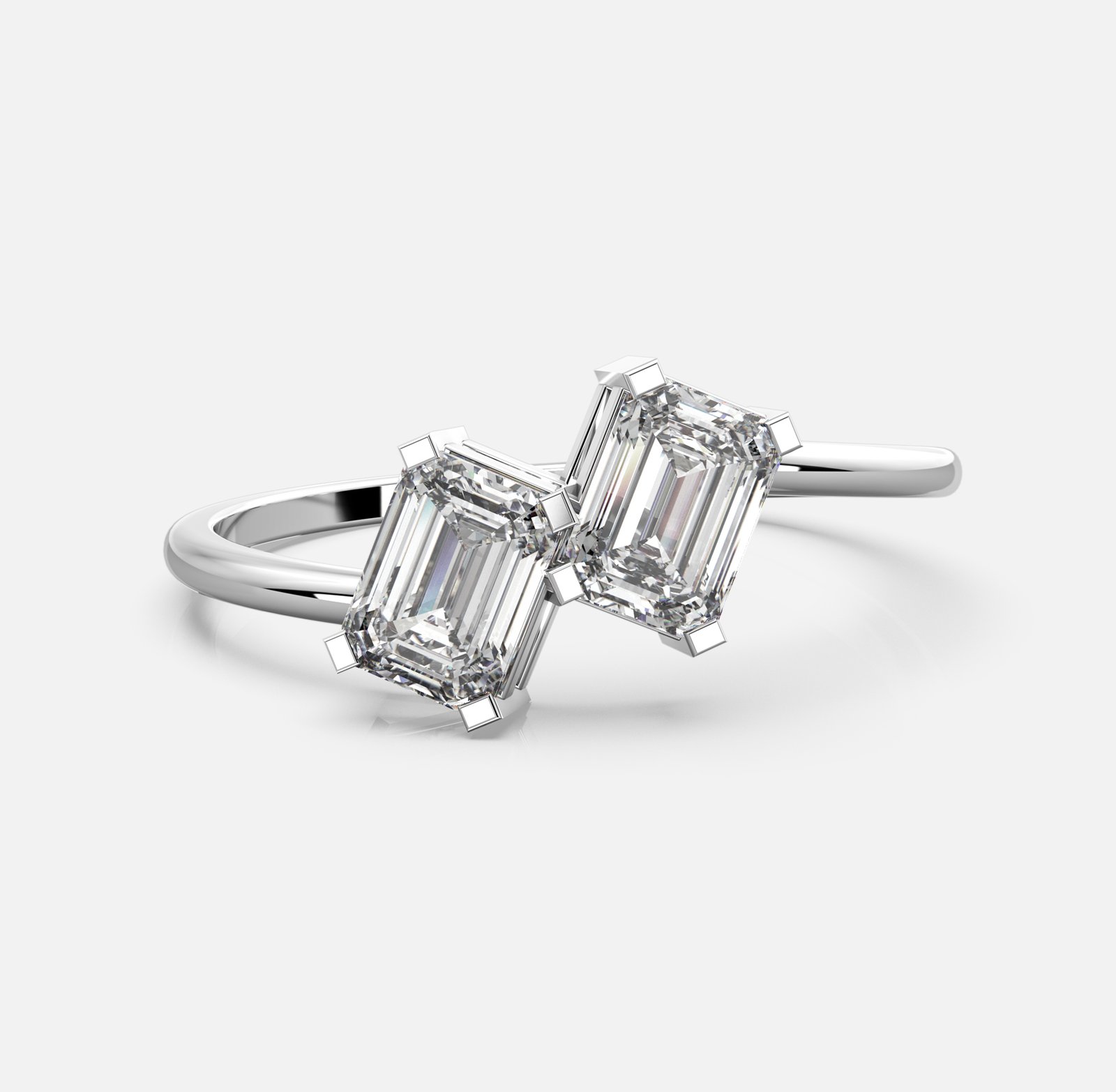 Twin Radiance Emerald-Cut Diamond Ring