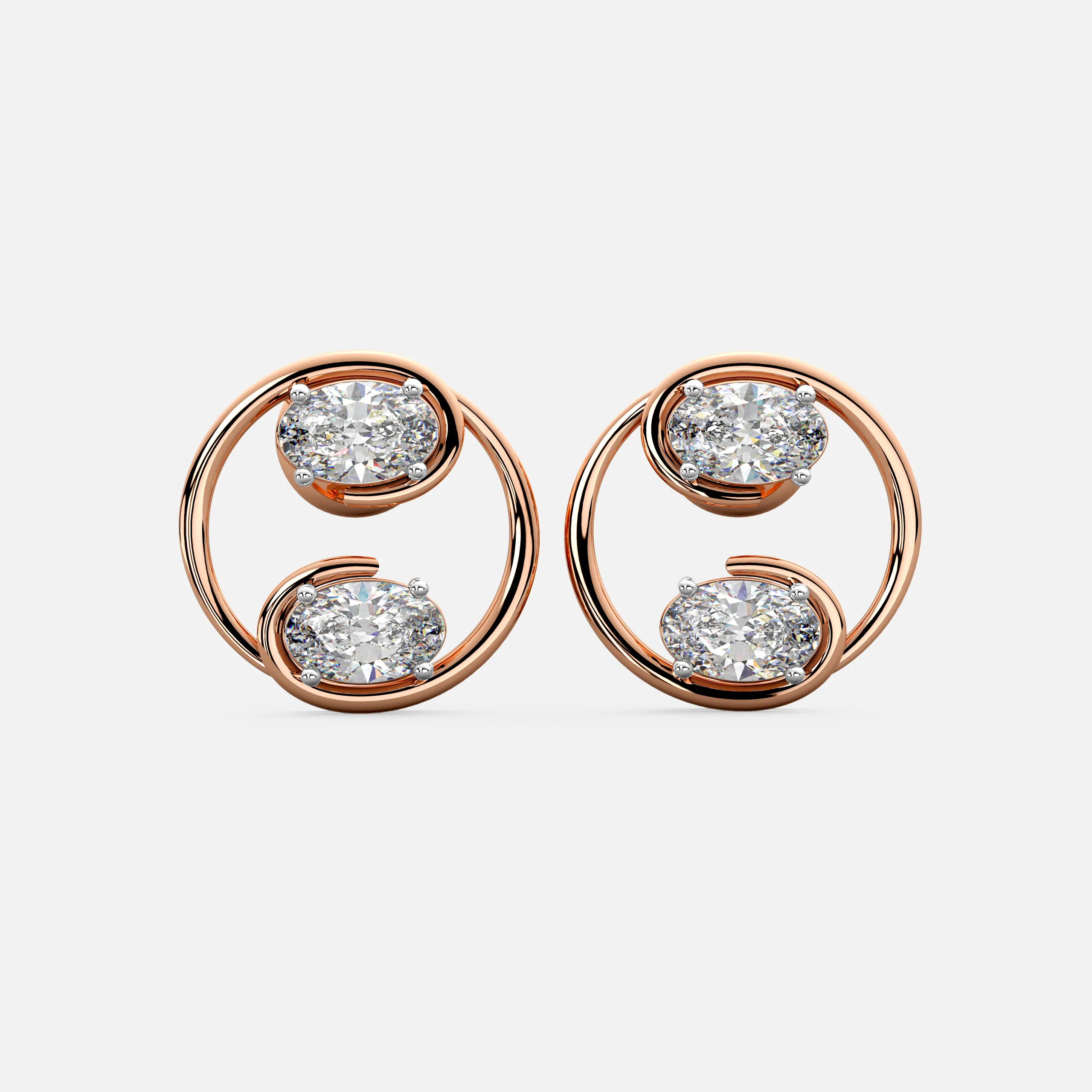 Oval Swirl Diamond Studs