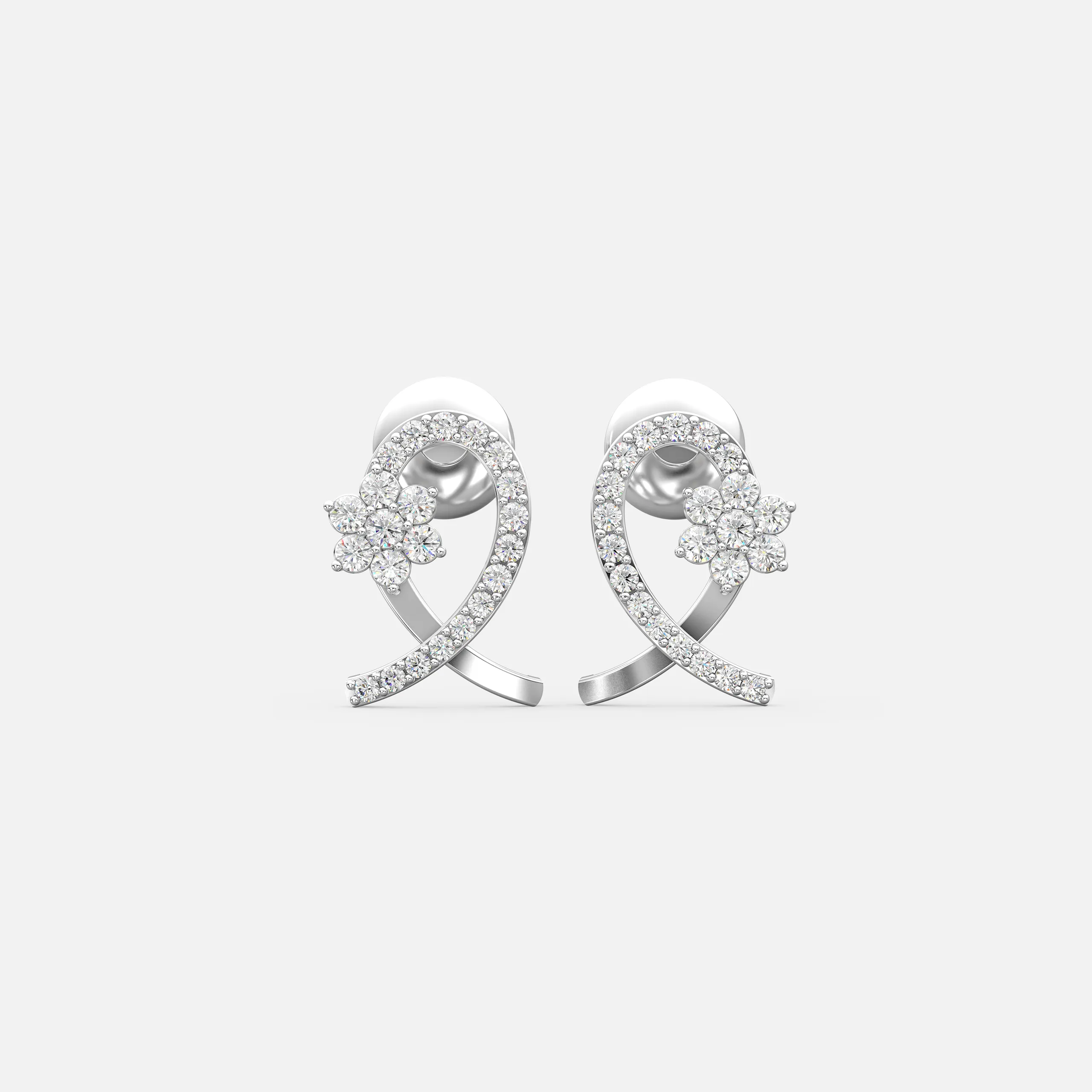 Diamond Ribbon Bloom Earrings