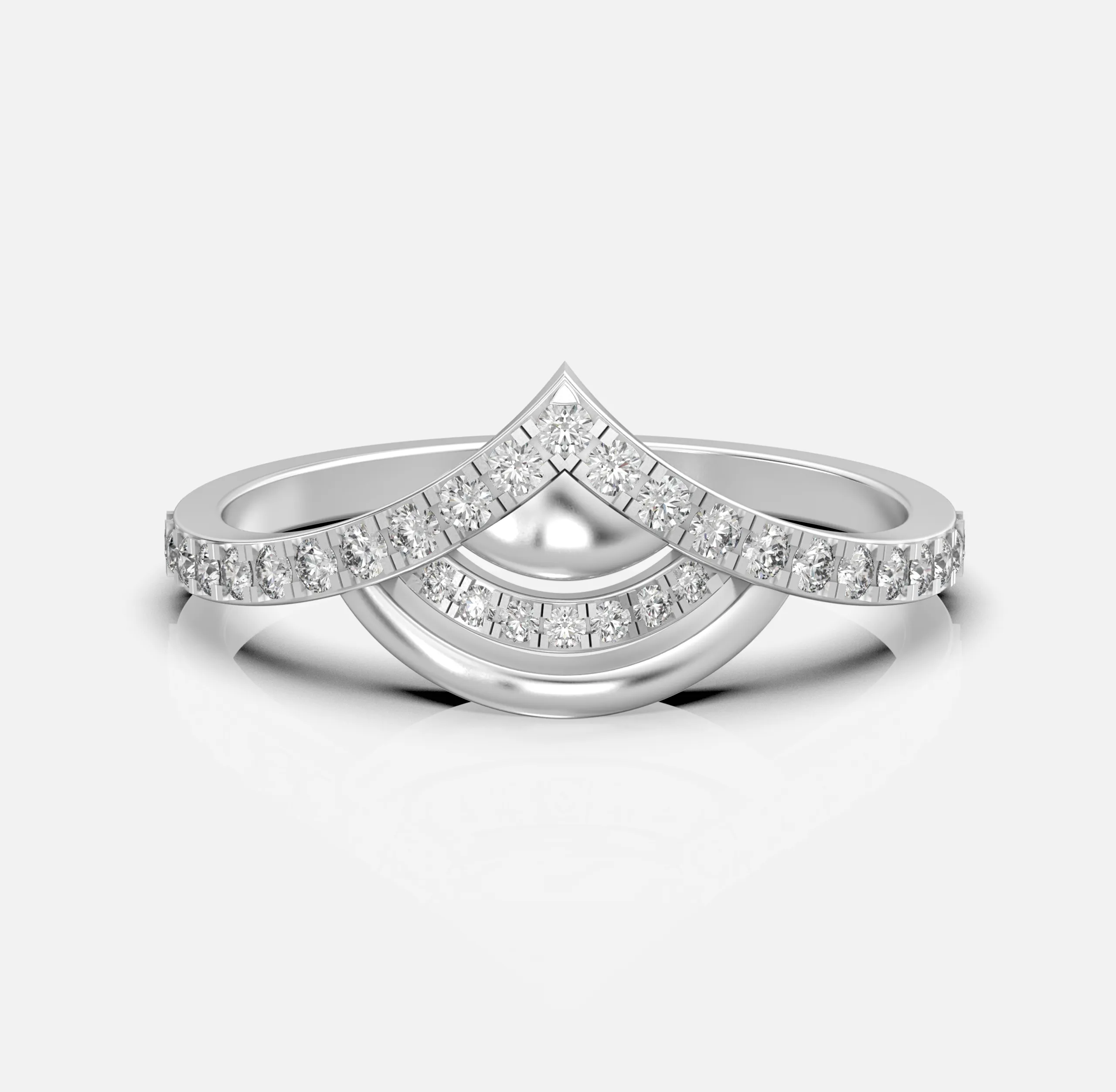 Crescent Crown Diamond Ring