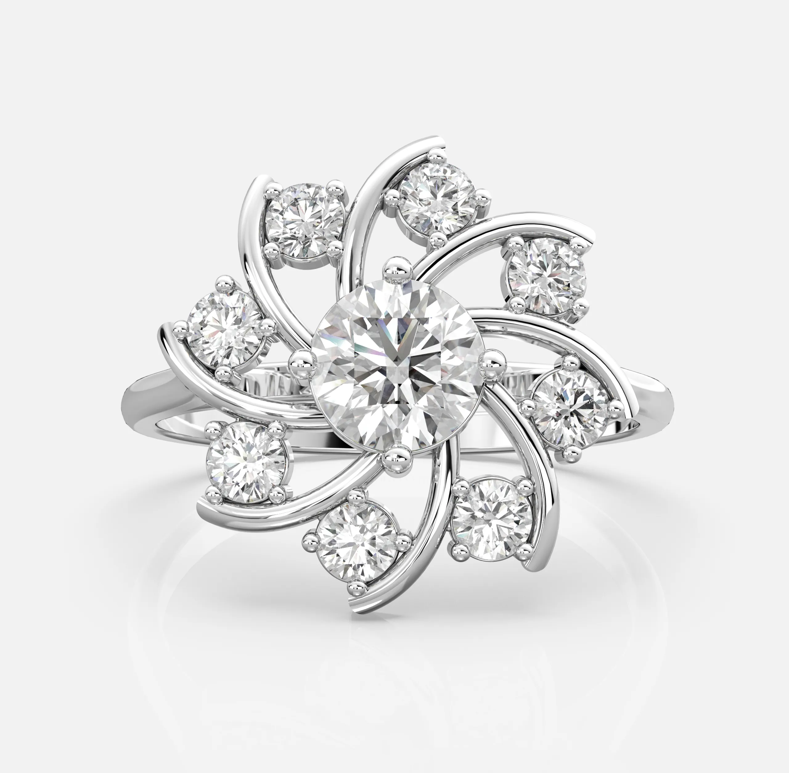 Petal Swirl Diamond Ring