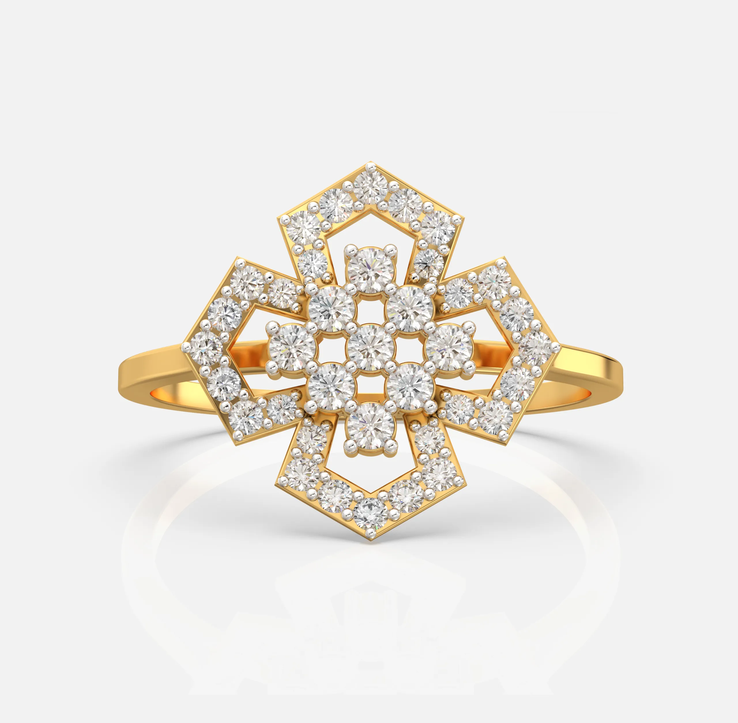 Geometric Petal Diamond Ring