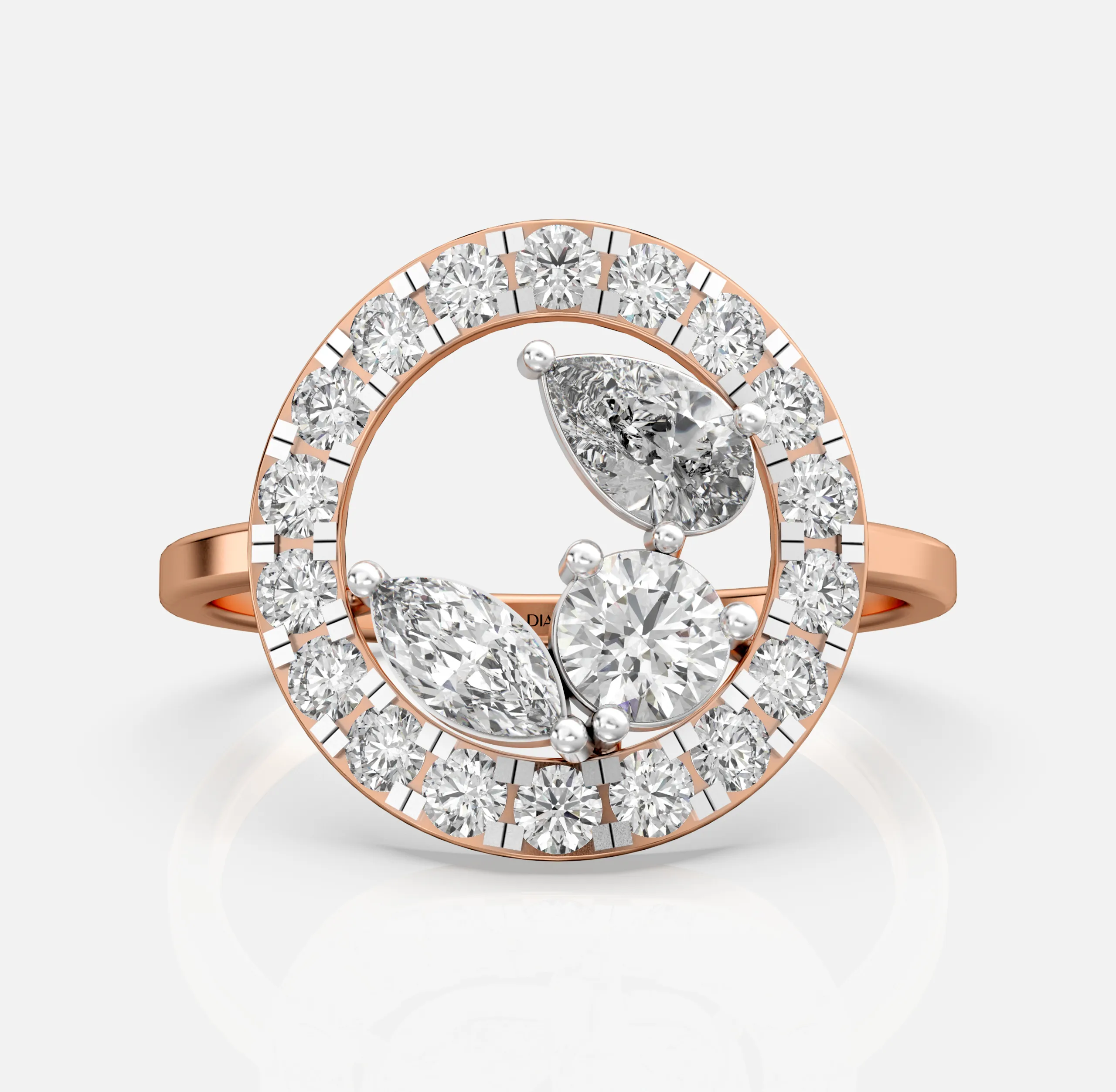 Floral Halo Mixed Diamond Ring