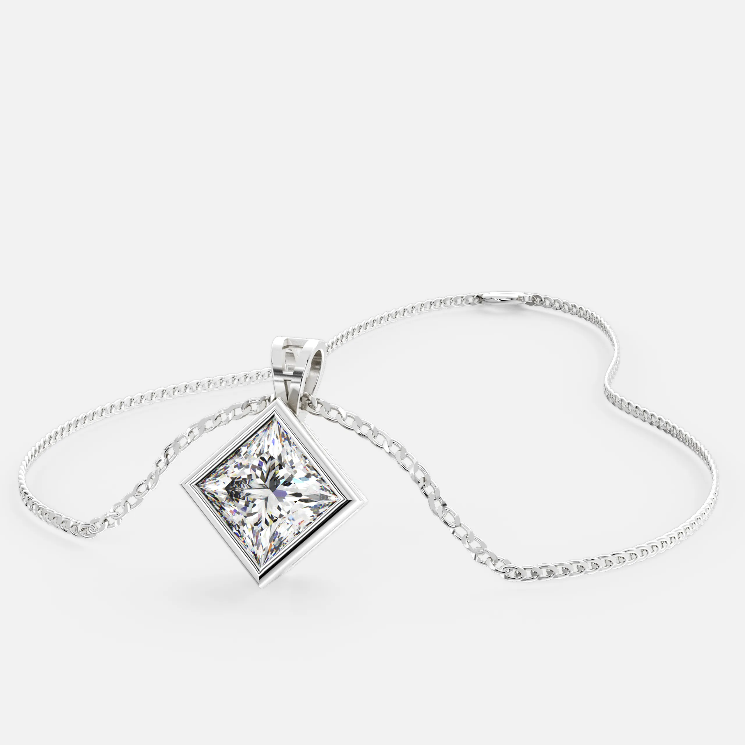 Regal Princess-Cut Diamond Pendant