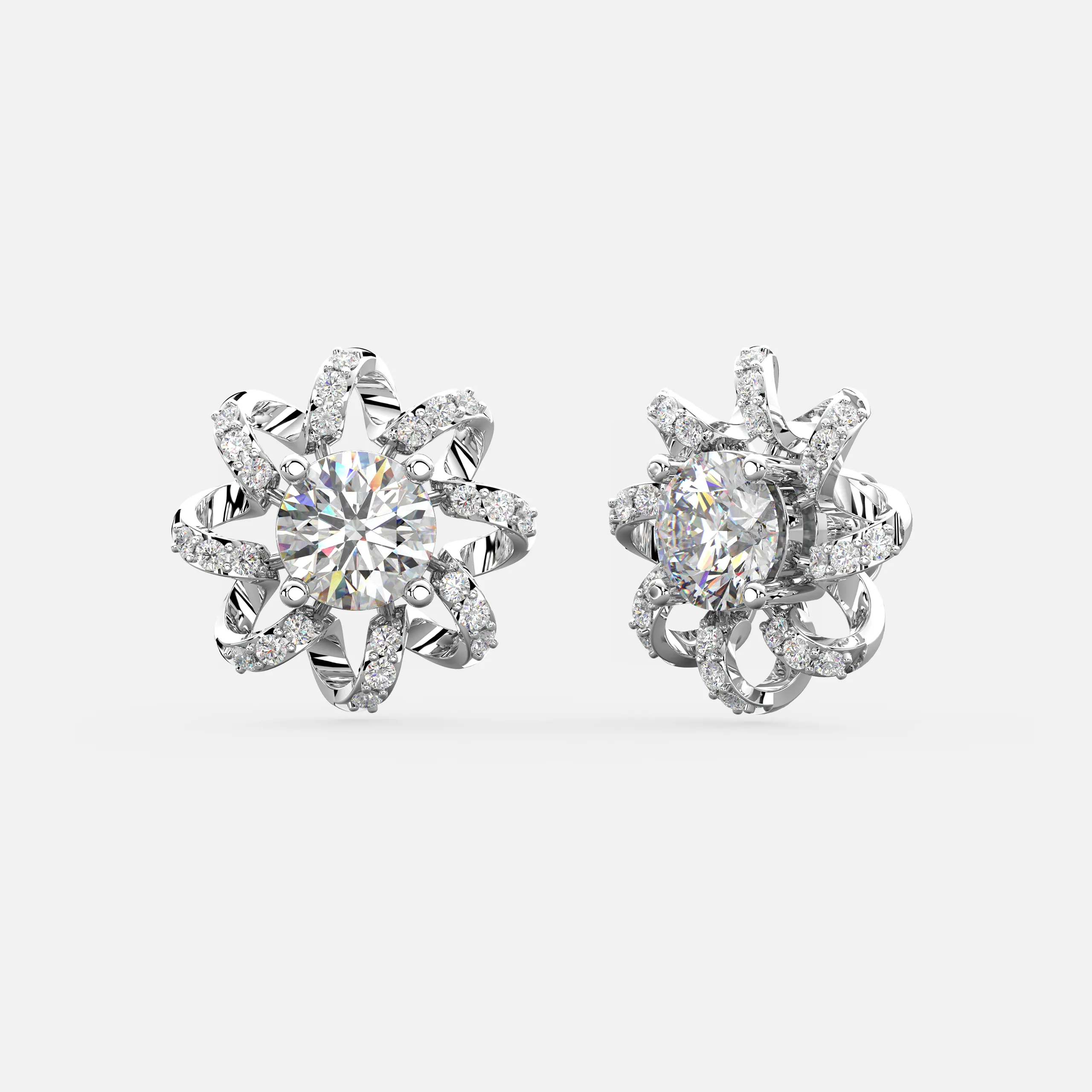 Floral Swirl Diamond Earrings