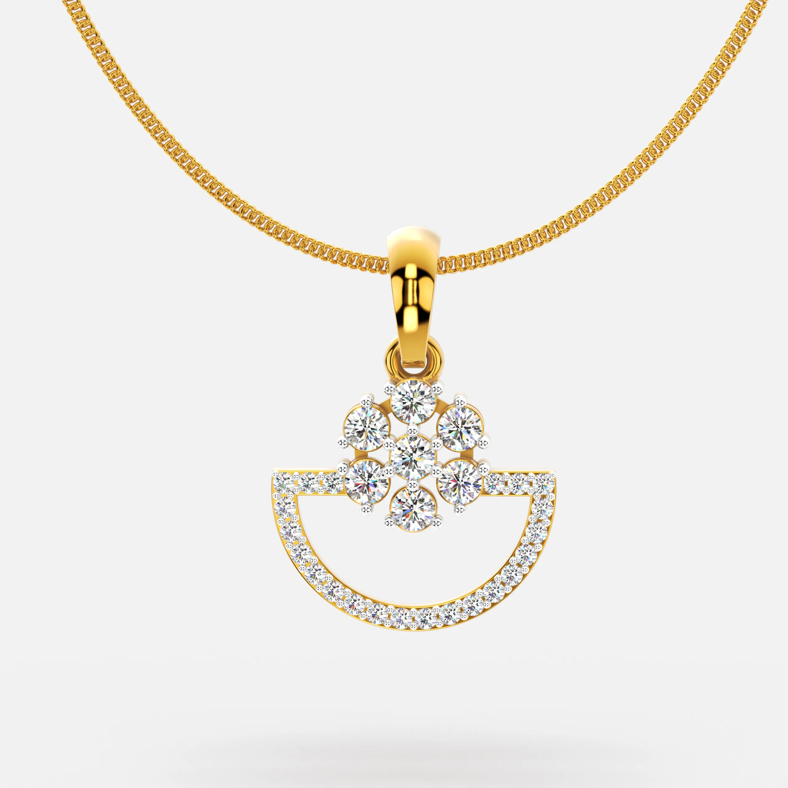 Diamond Bloom Arc Pendant
