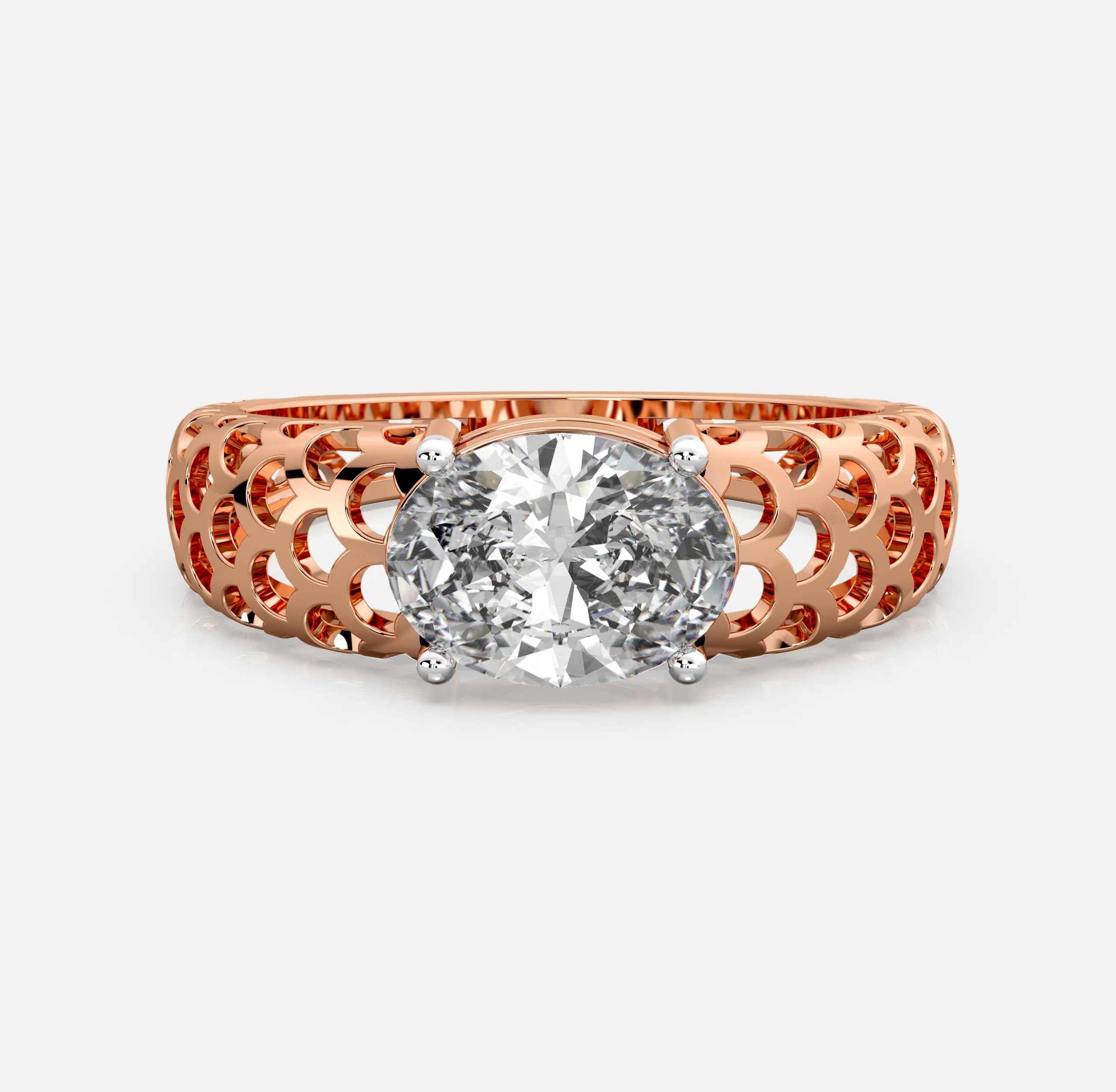 Scallop Lattice Diamond Ring