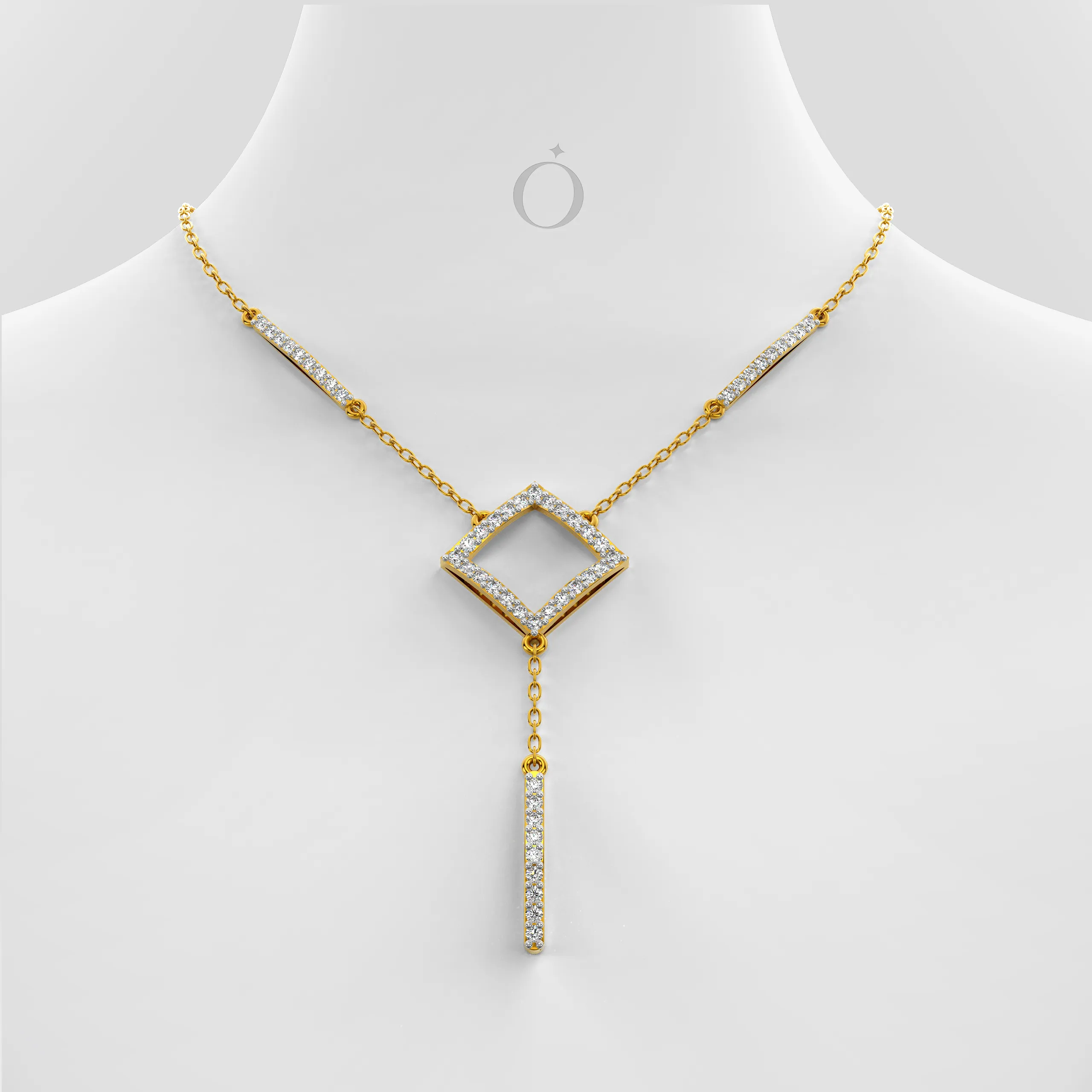 Geometric Diamond Drop Necklace