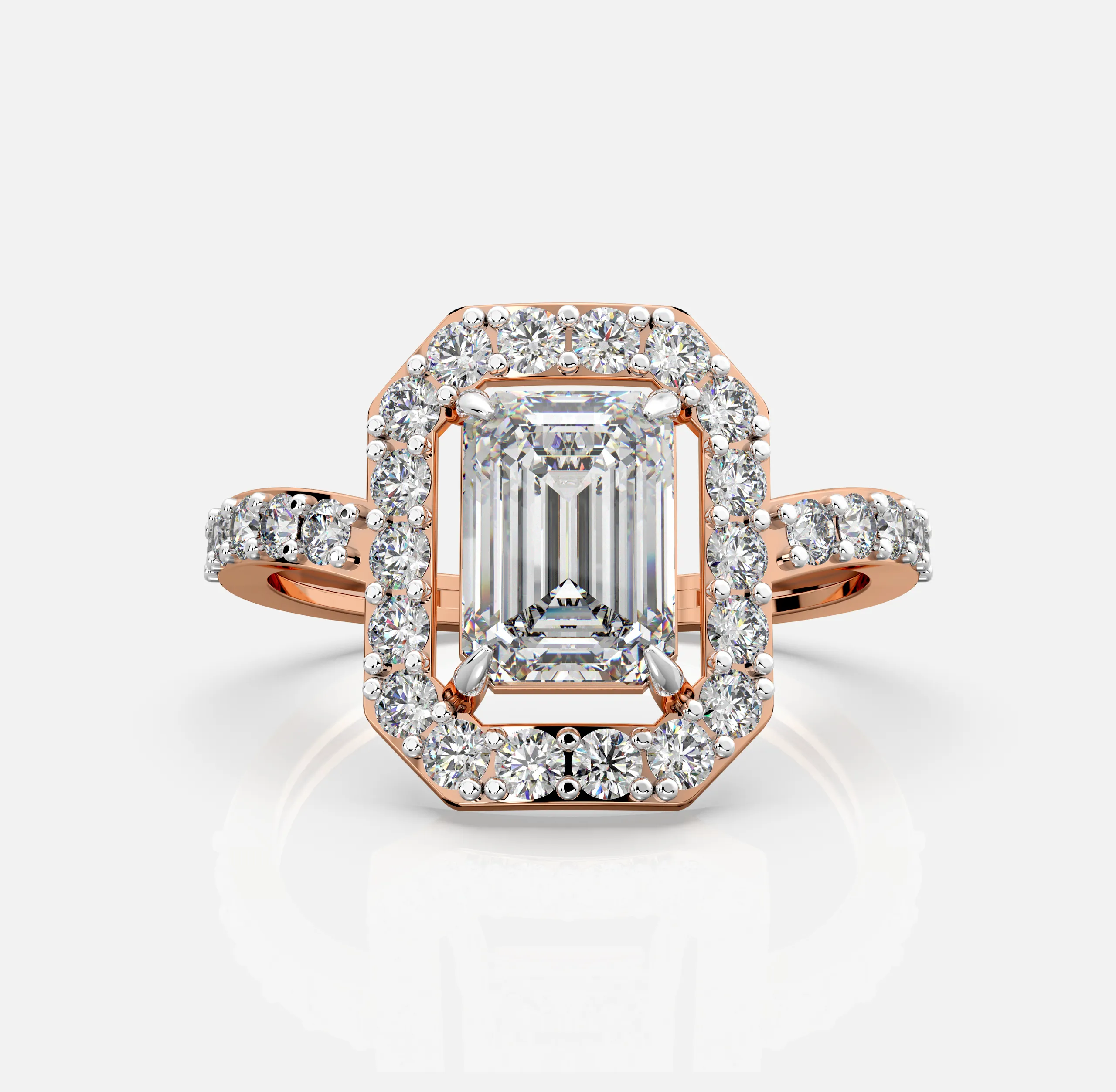 Regal Radiance Emerald Halo Ring