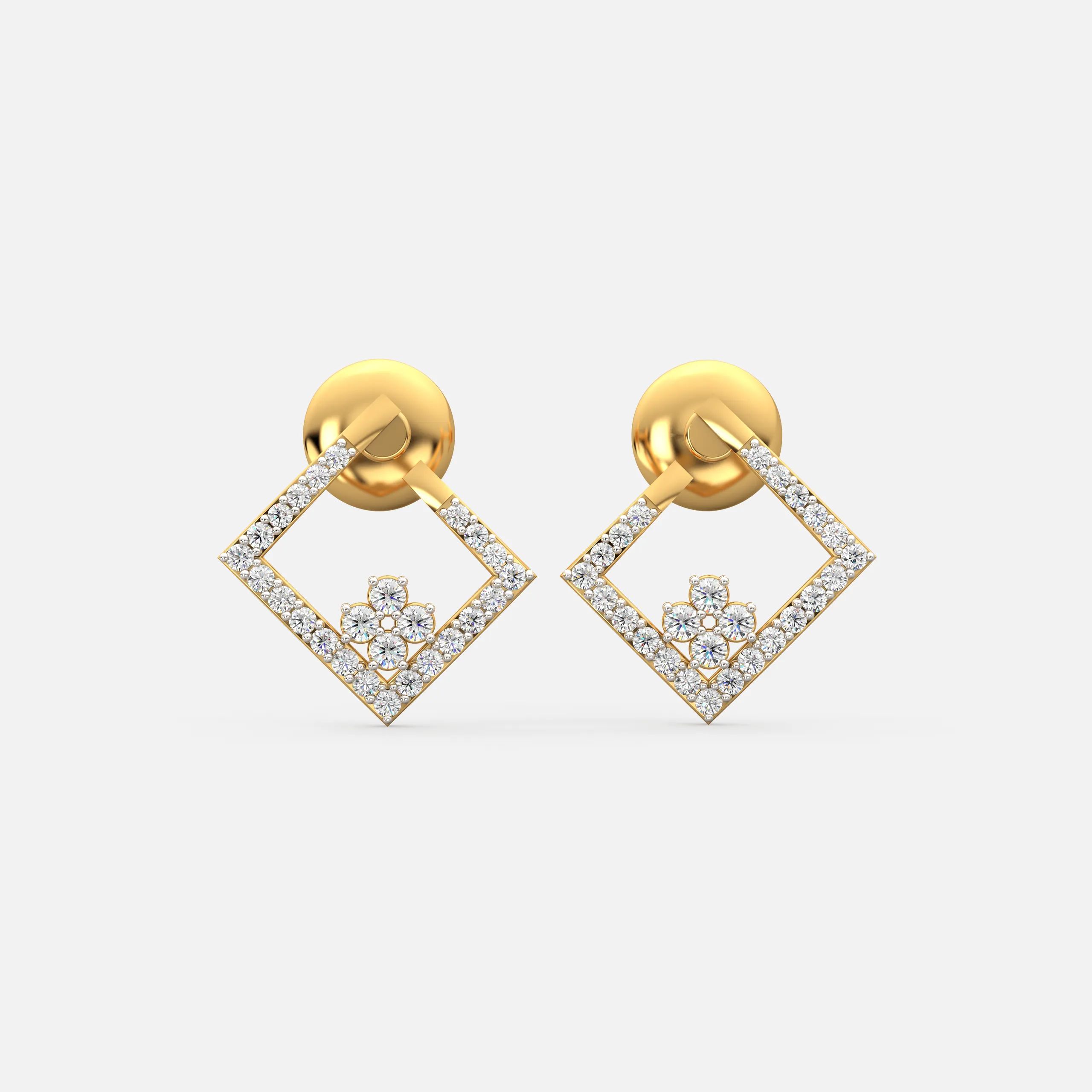 Floral Frame Diamond Earrings